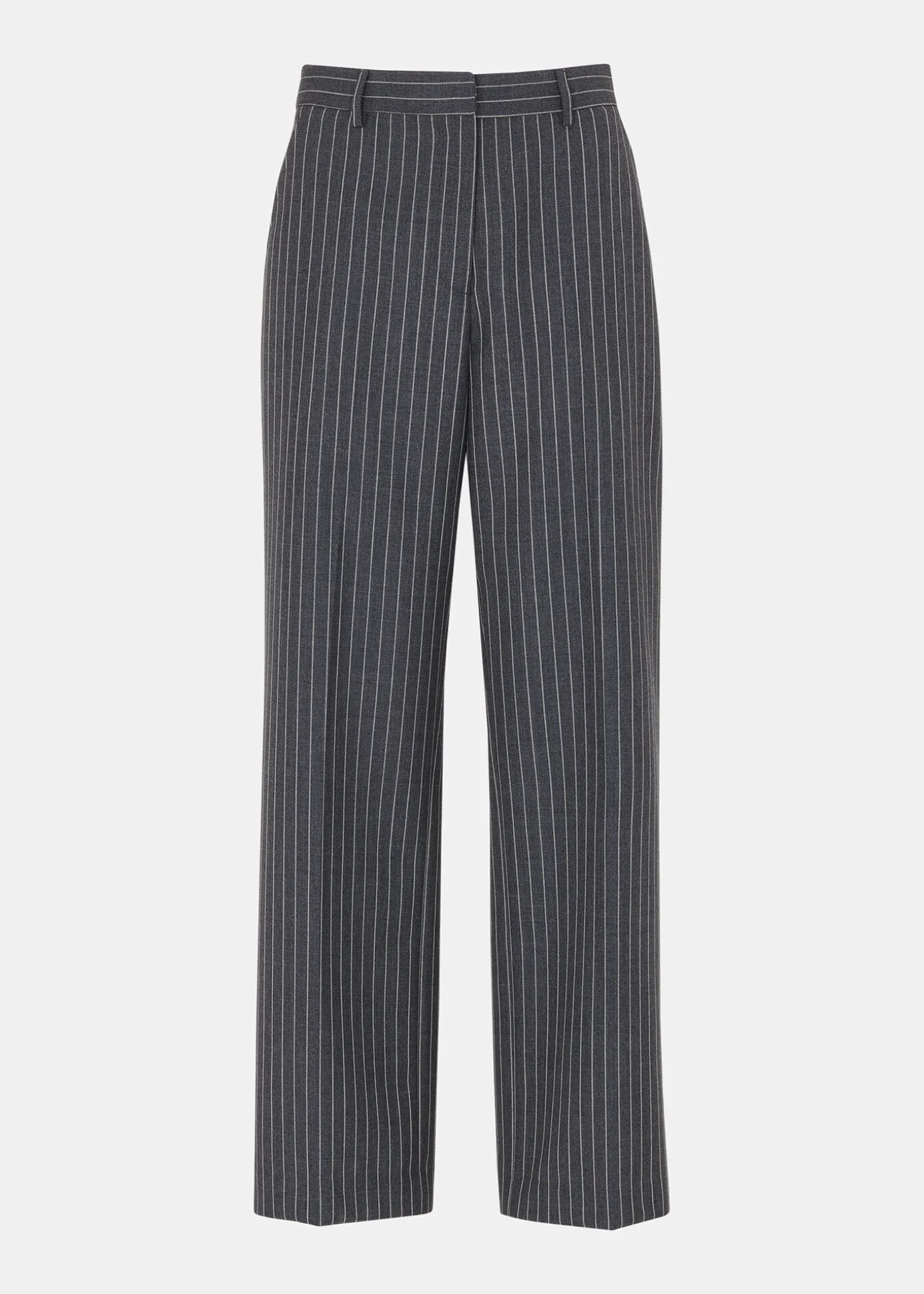 Grey Isla Pinstripe Wool Trouser