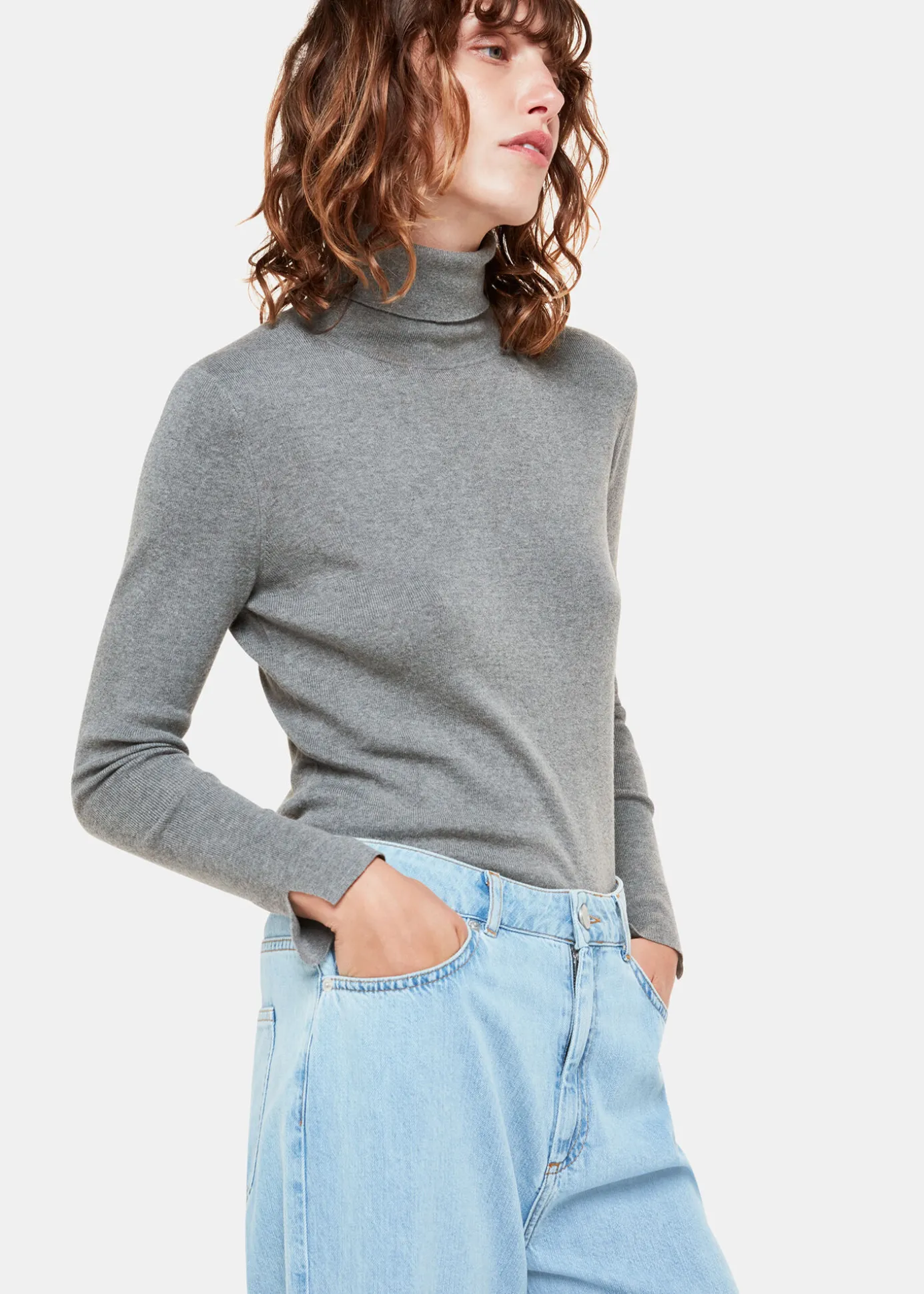 Grey Maja Knitted Polo Neck Knit