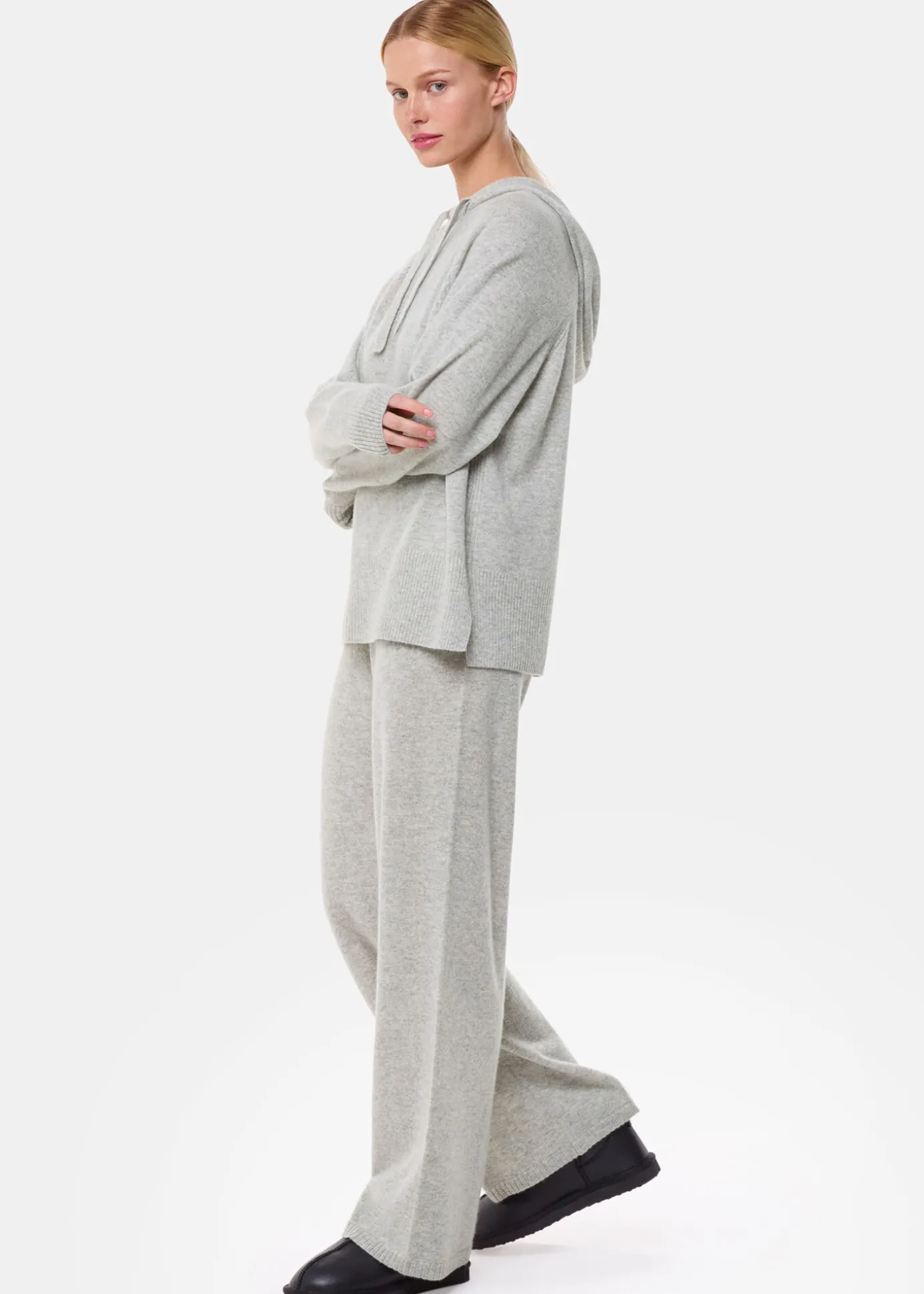 Grey Marl Cashmere Straight Leg Jogger