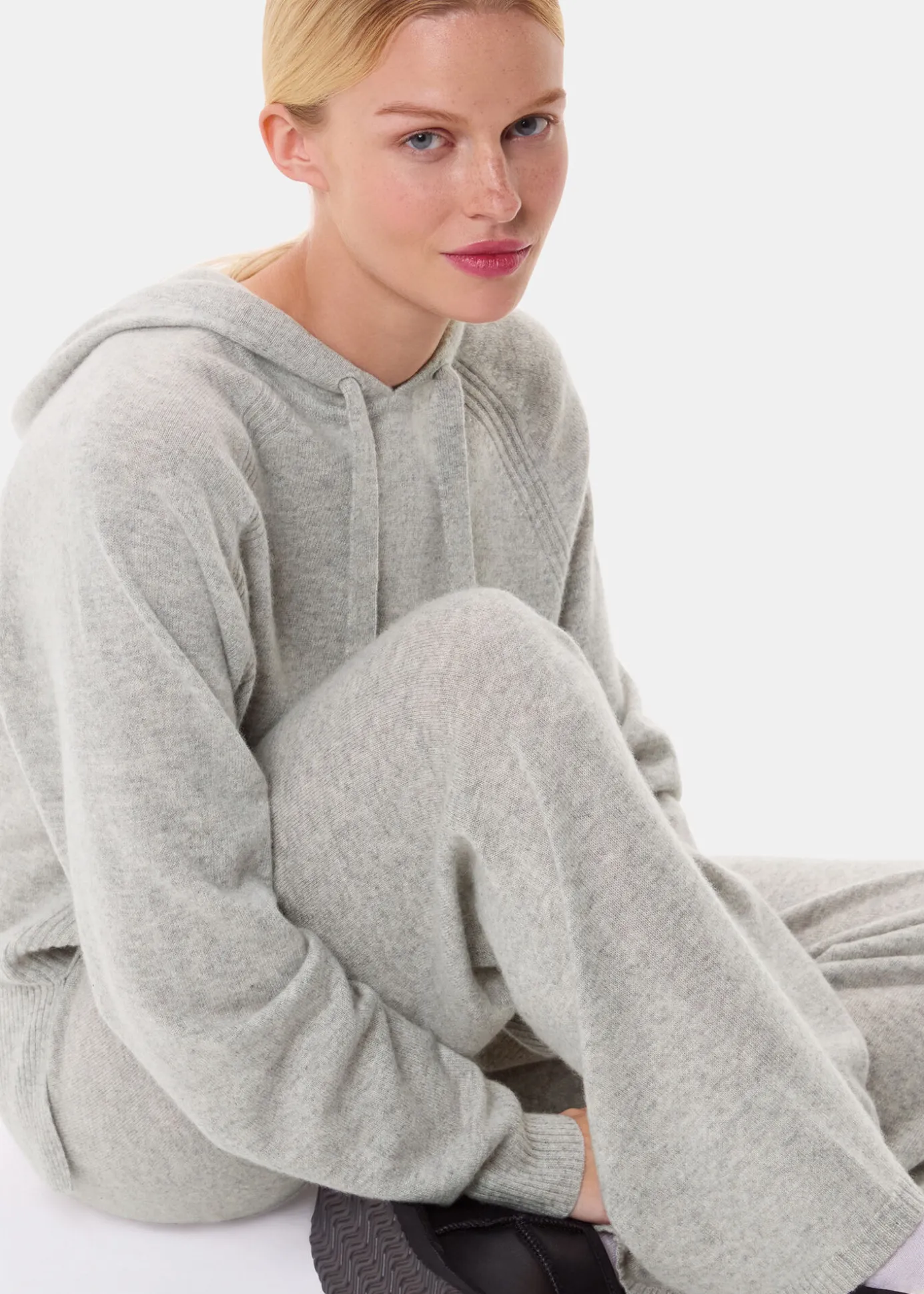 Grey Marl Cashmere Straight Leg Jogger