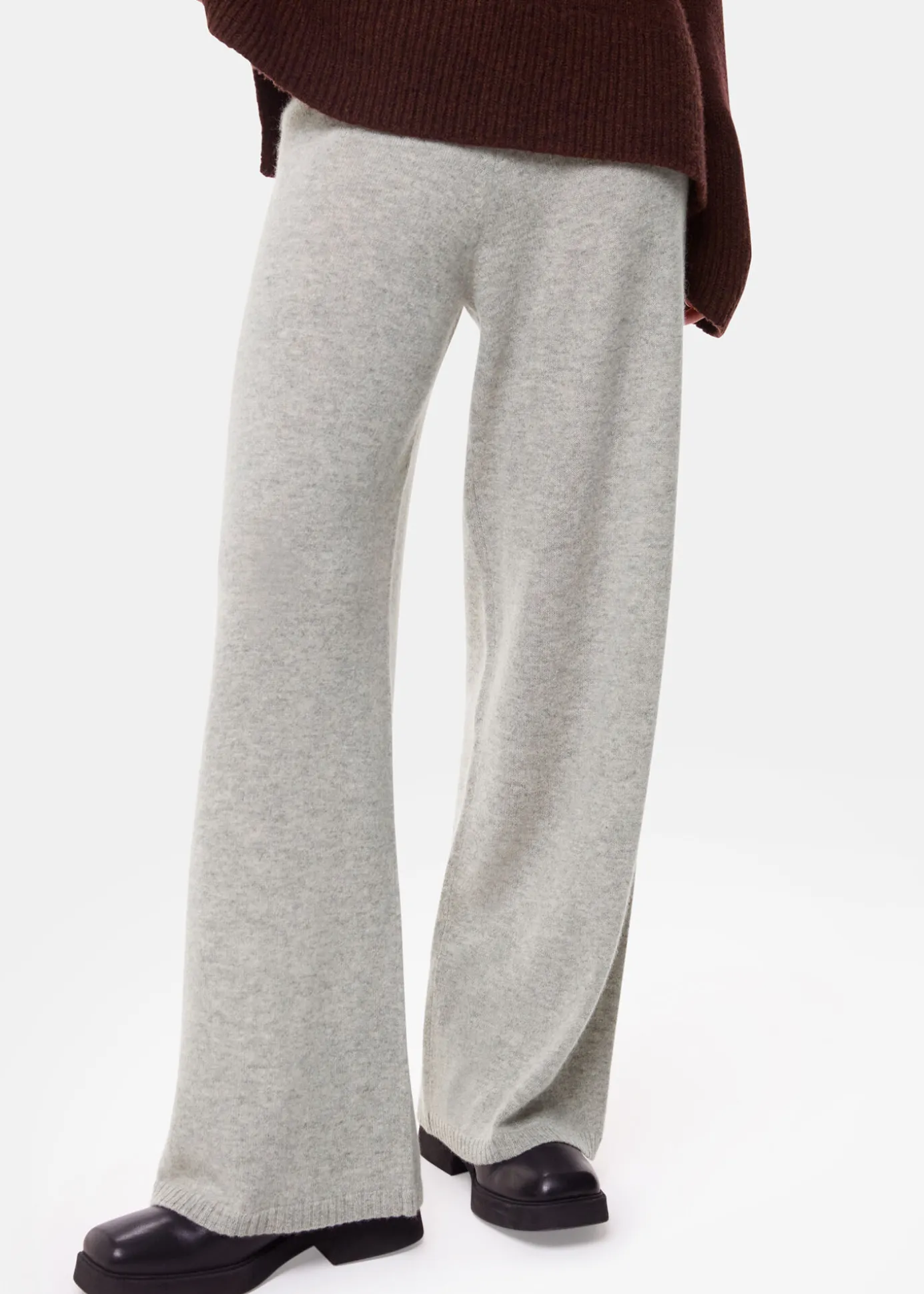 Grey Marl Cashmere Straight Leg Jogger
