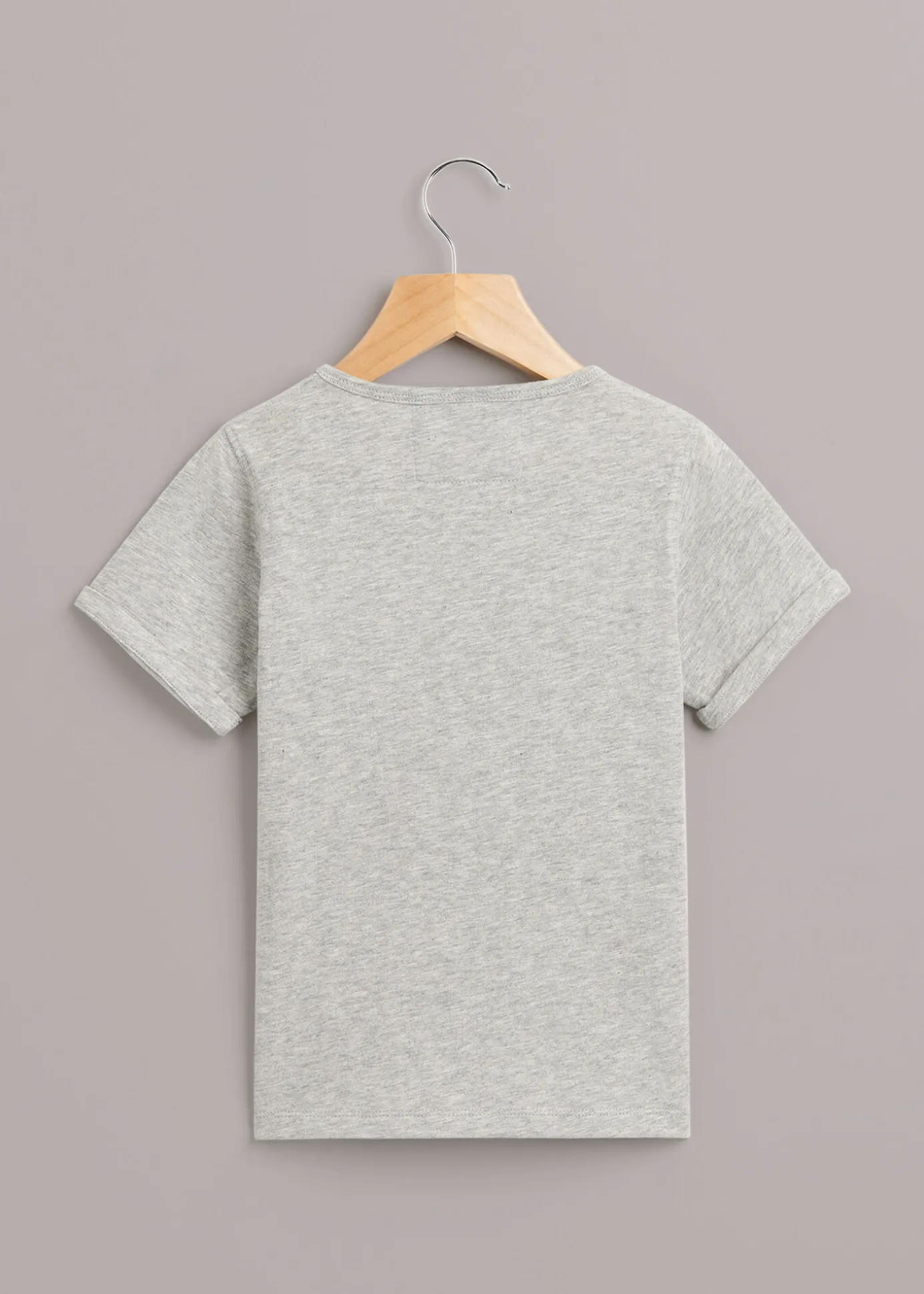 Grey Marl Monster Embroidered T Shirt