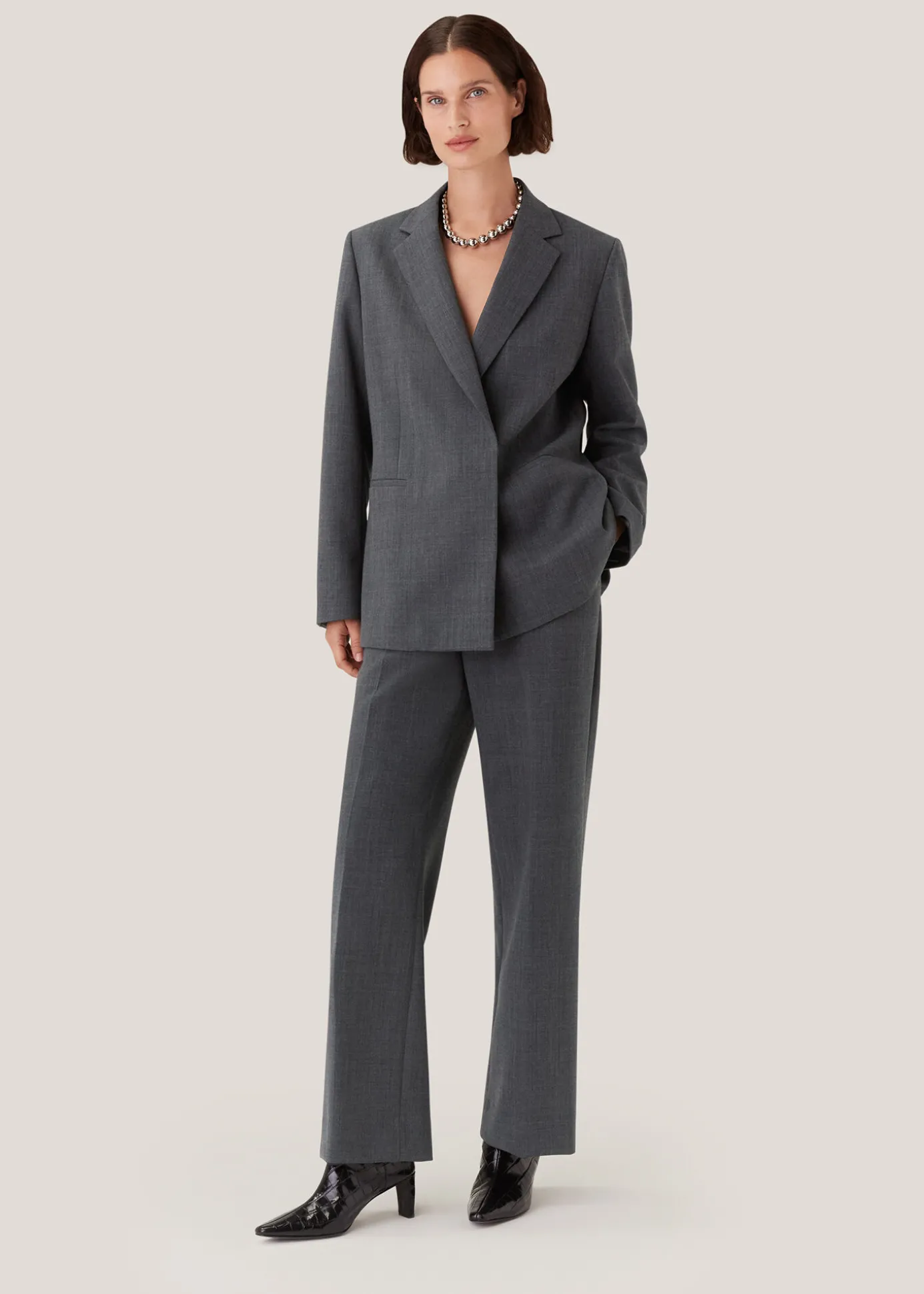 Grey Marl Natalie Wool Blend Trouser