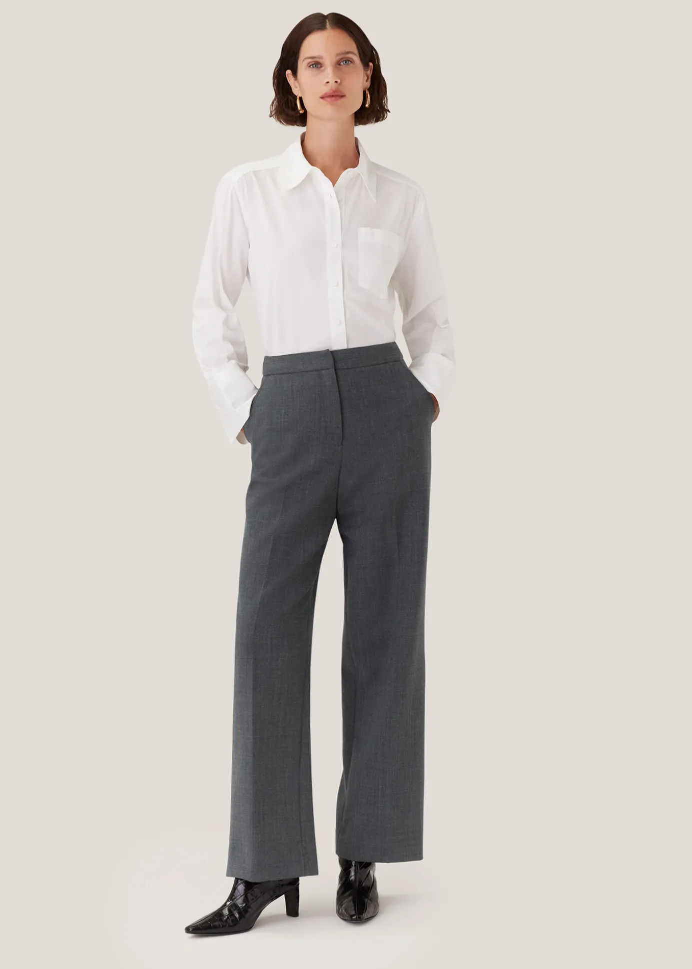 Grey Marl Natalie Wool Blend Trouser