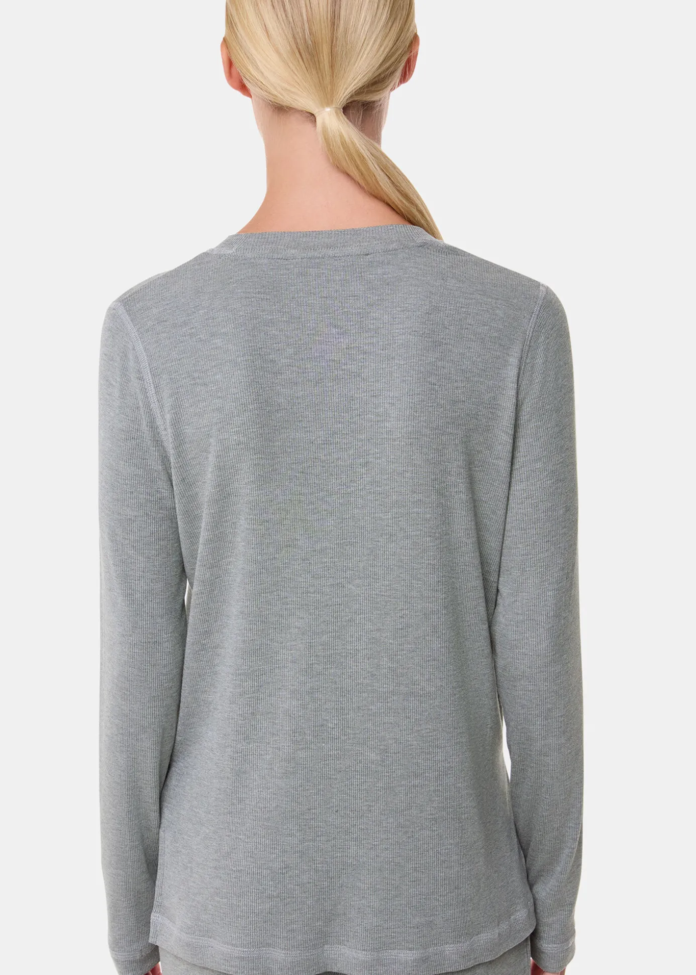 Grey Marl Rib Jersey Pyjama Top
