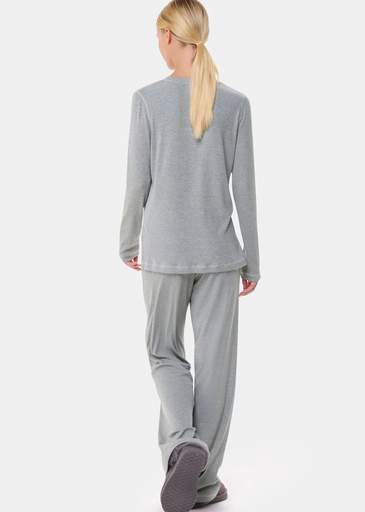 Grey Marl Rib Jersey Pyjama Bottom