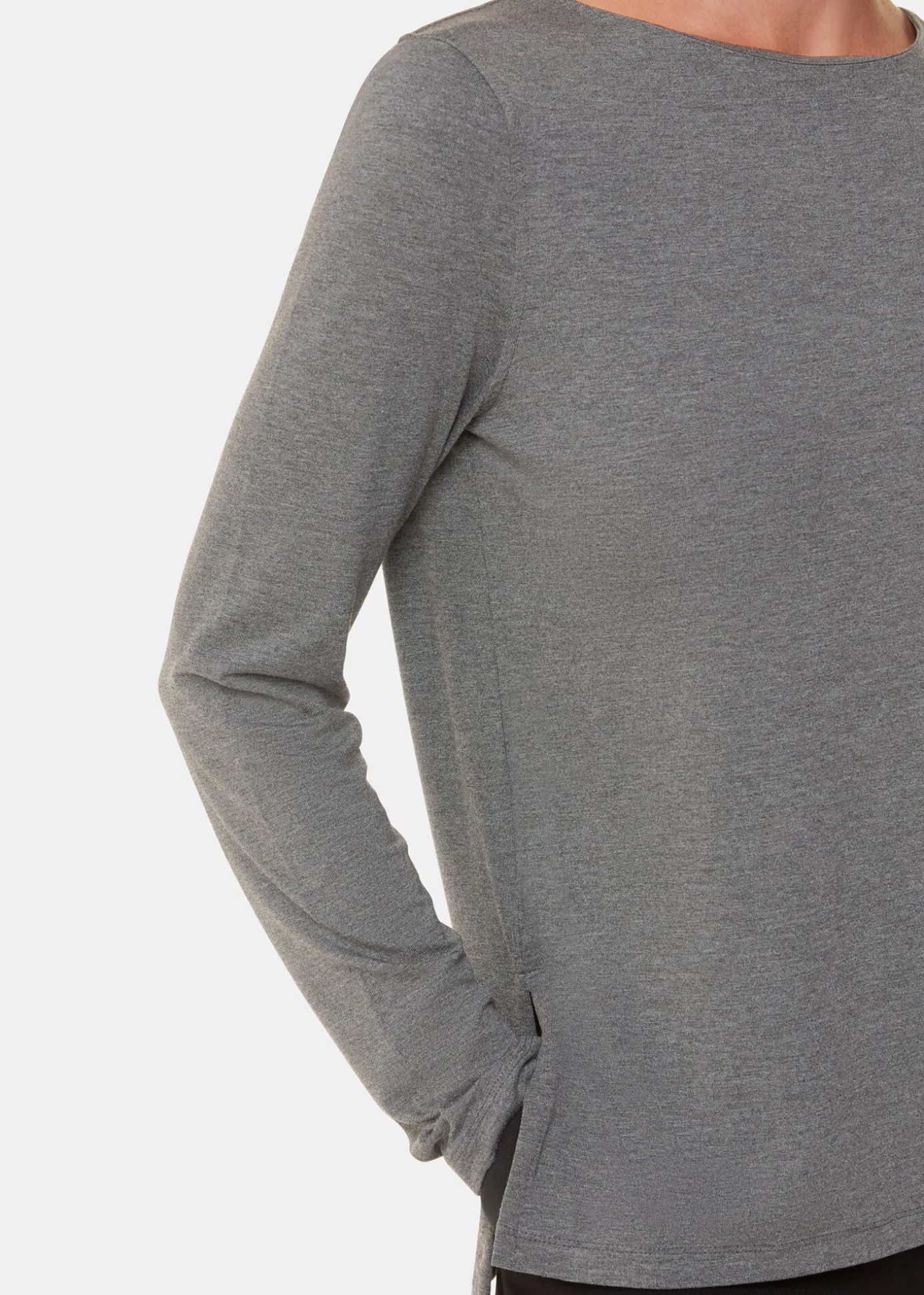 Grey Marl Slim Straight Neck Jersey Top