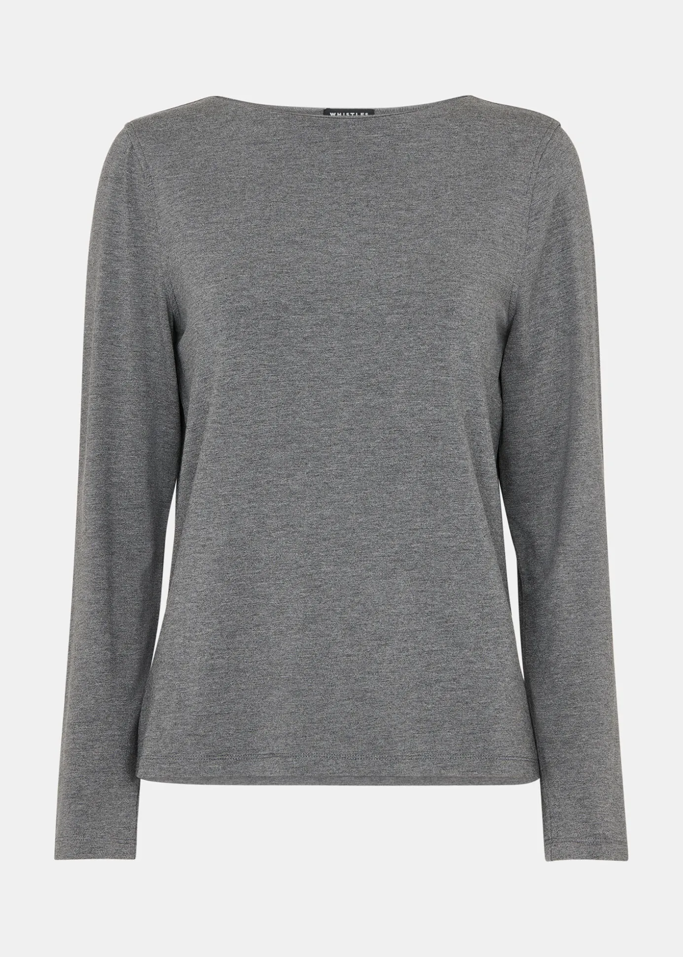 Grey Marl Slim Straight Neck Jersey Top