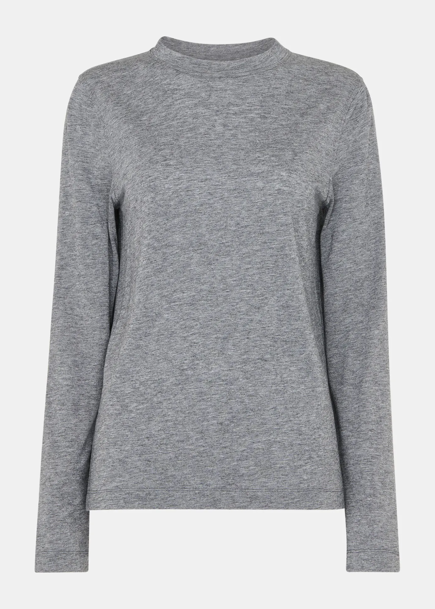 Grey Marl Wool Blend Crew Neck Top