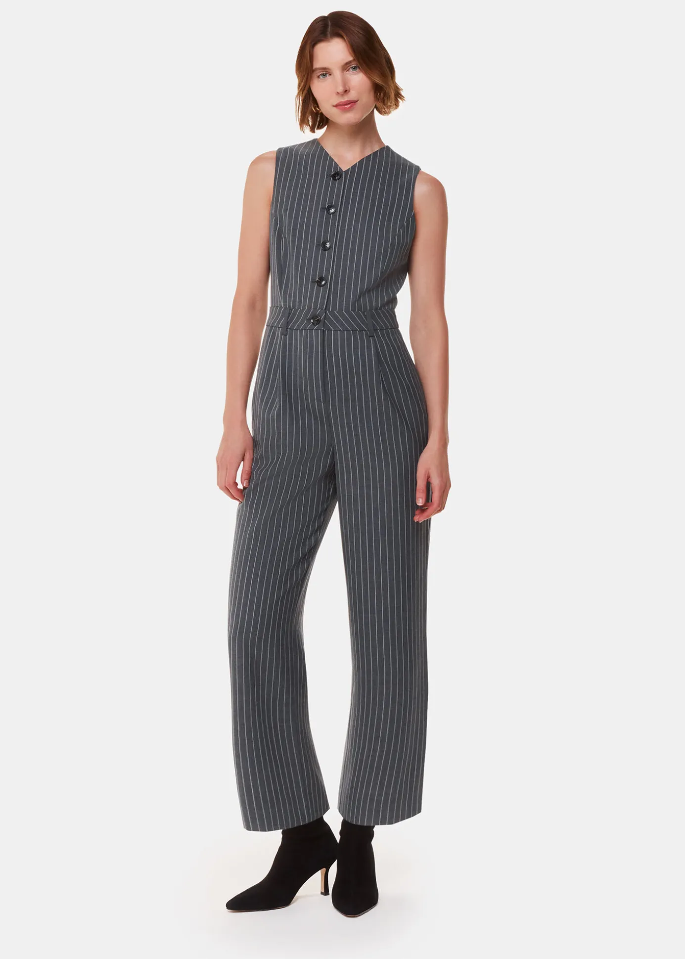 Grey Pinstripe Jumpsuit