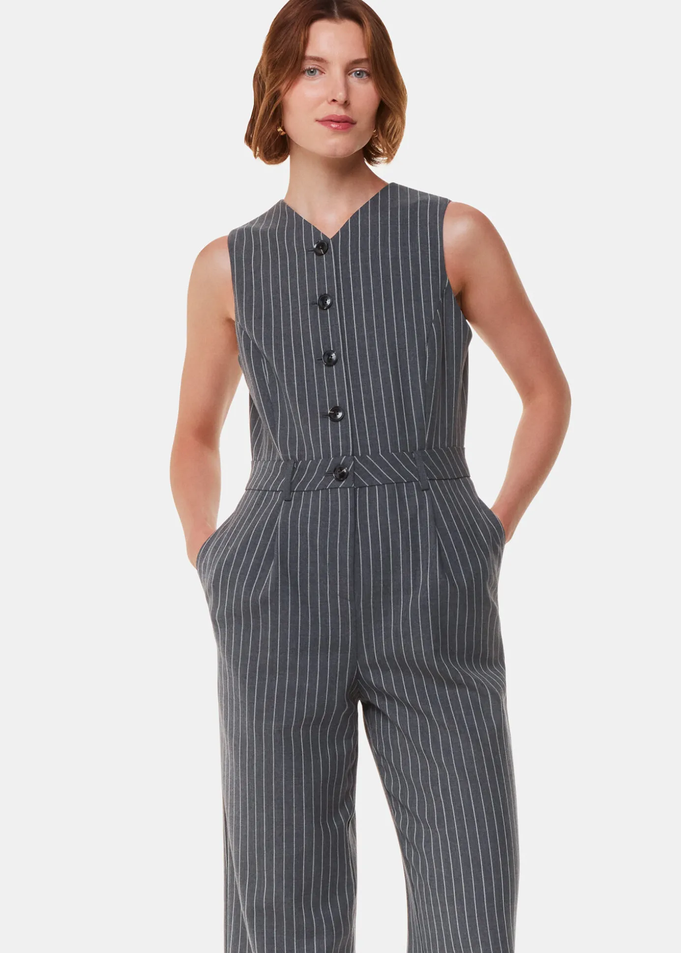 Grey Pinstripe Jumpsuit