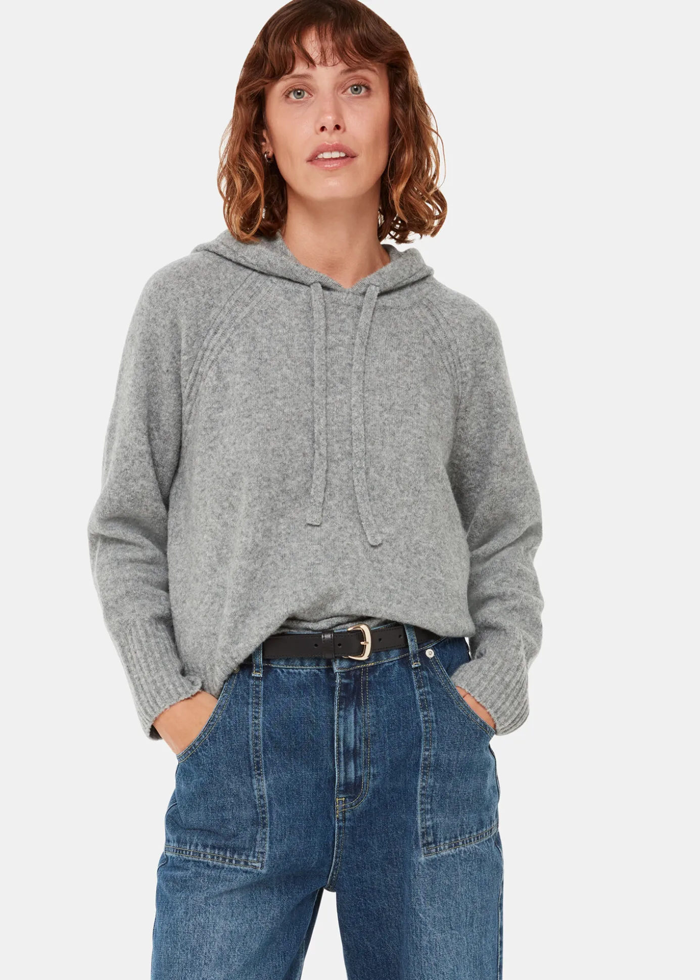 Grey Textured Hooded Sweater