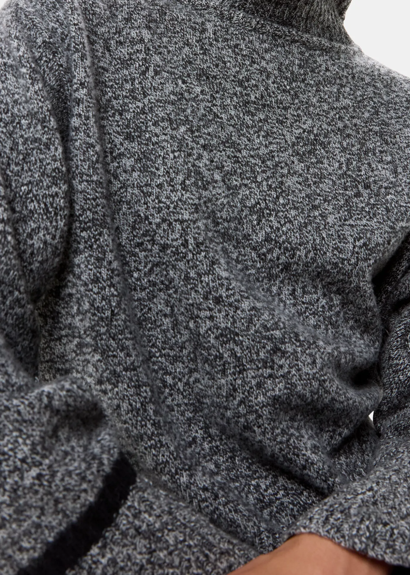 Grey Wool Fleck Funnel Neck Knit
