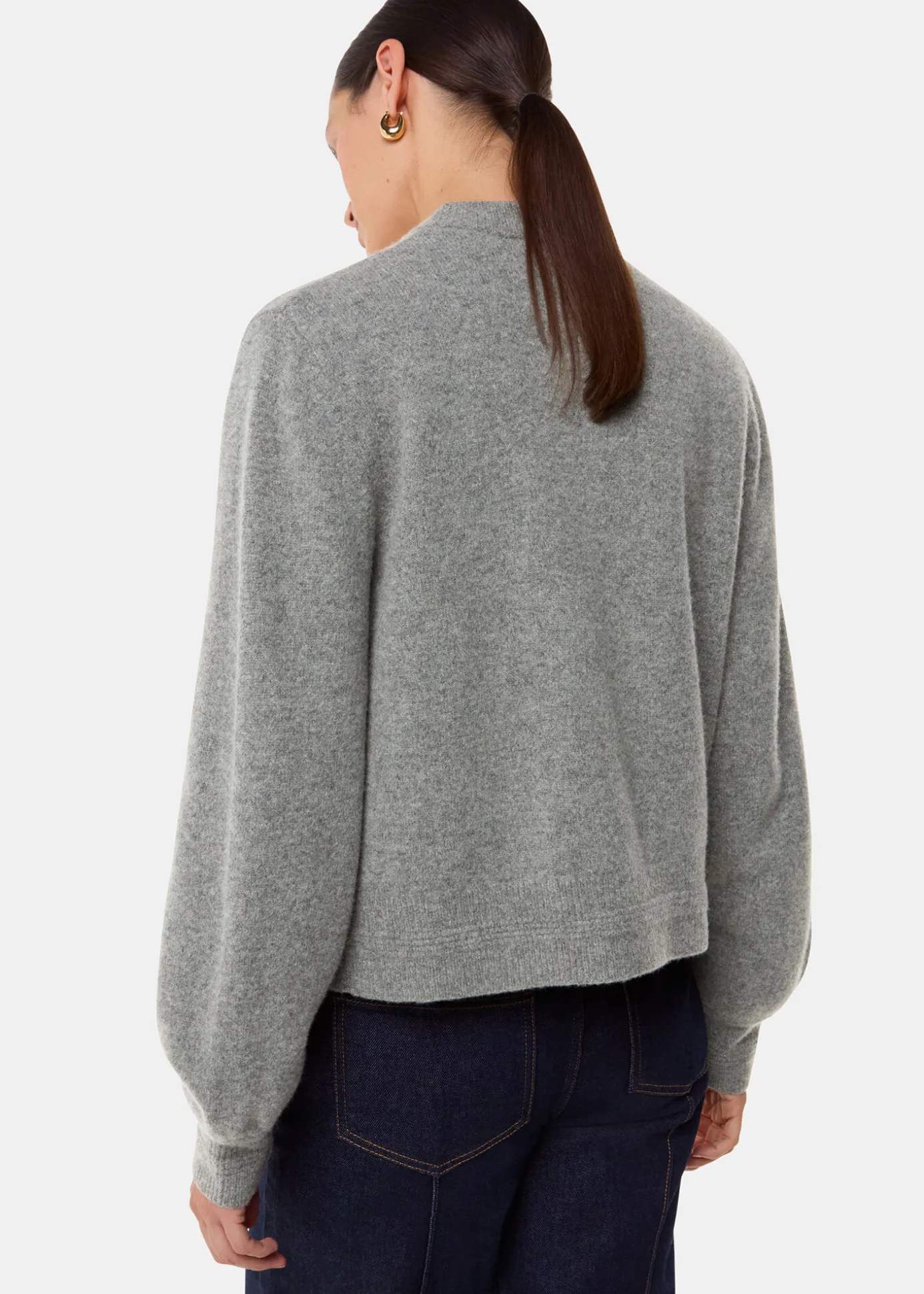 Grey Zip Front Bomber Knit