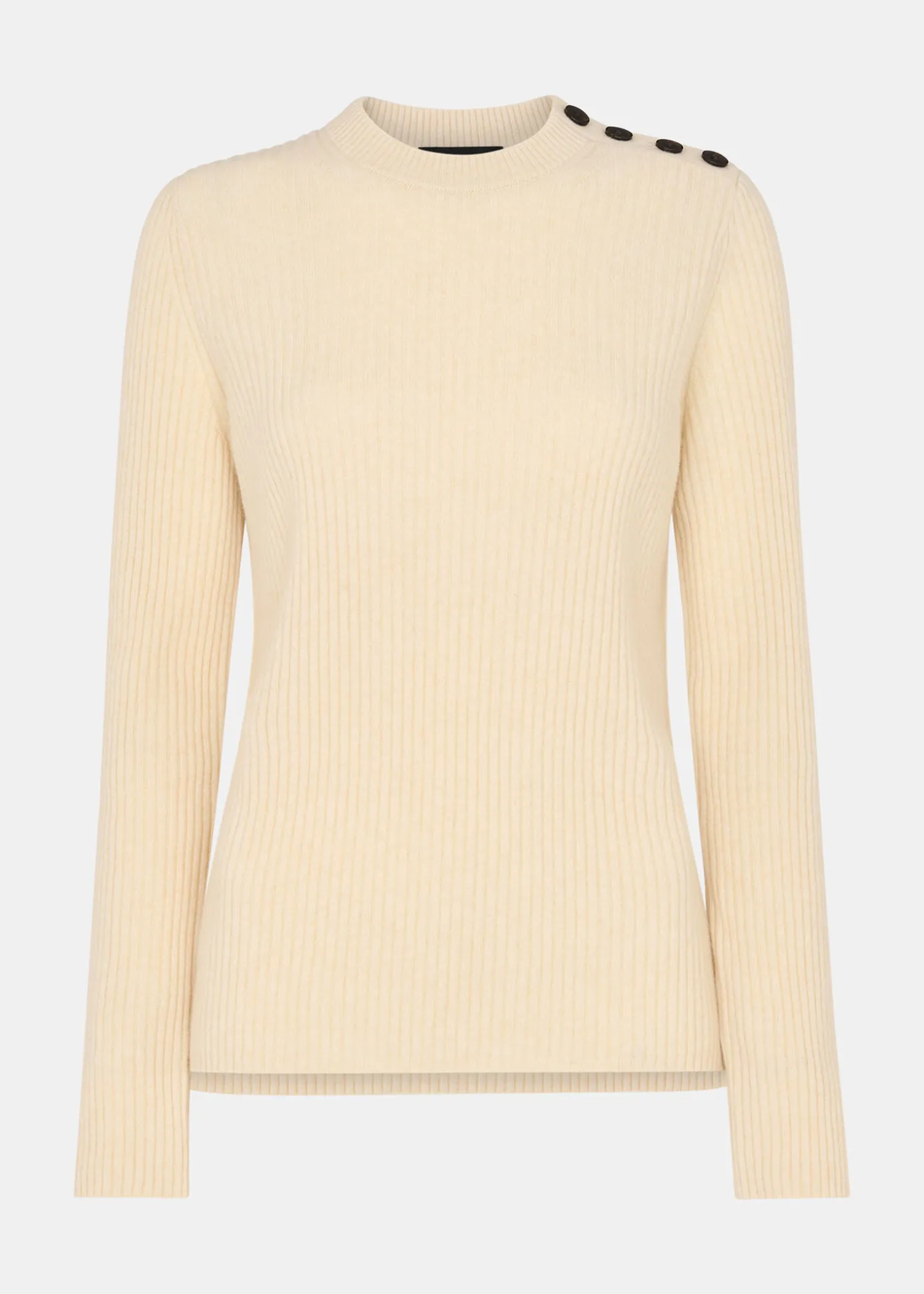 Ivory Button Detail Longline Knit