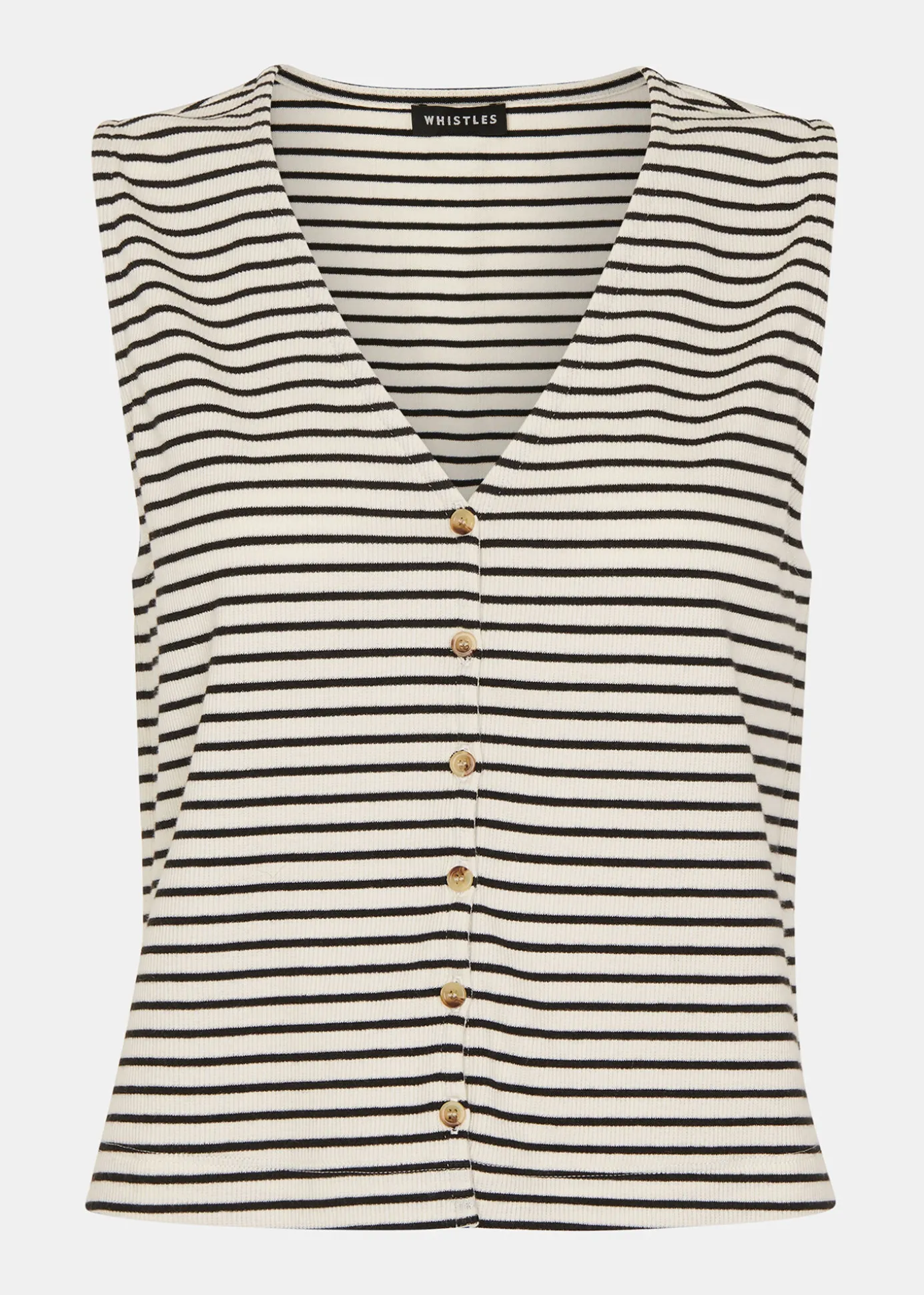 Ivory Button Up Stripe Rib Tank