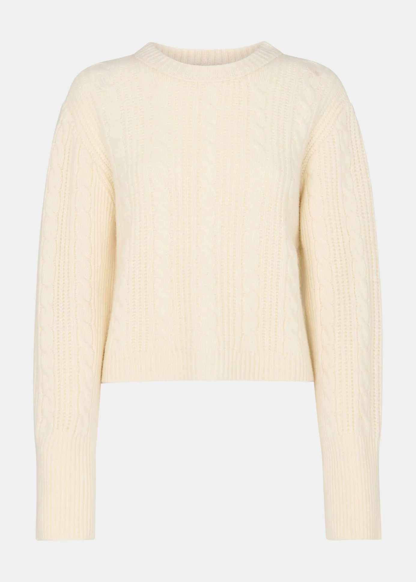 Ivory Cable Detail Crew Neck Knit
