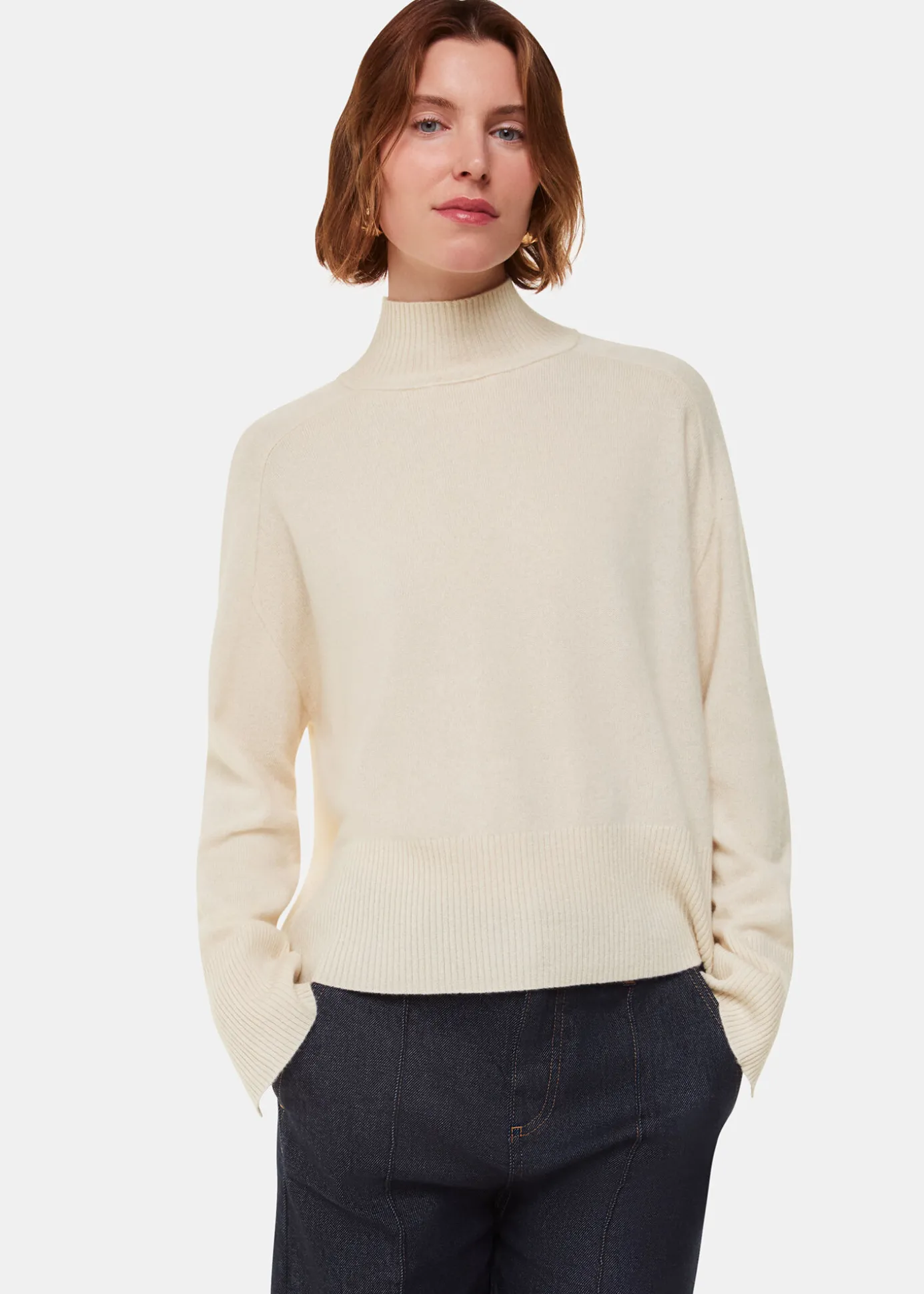 Ivory Cashmere Funnel Neck