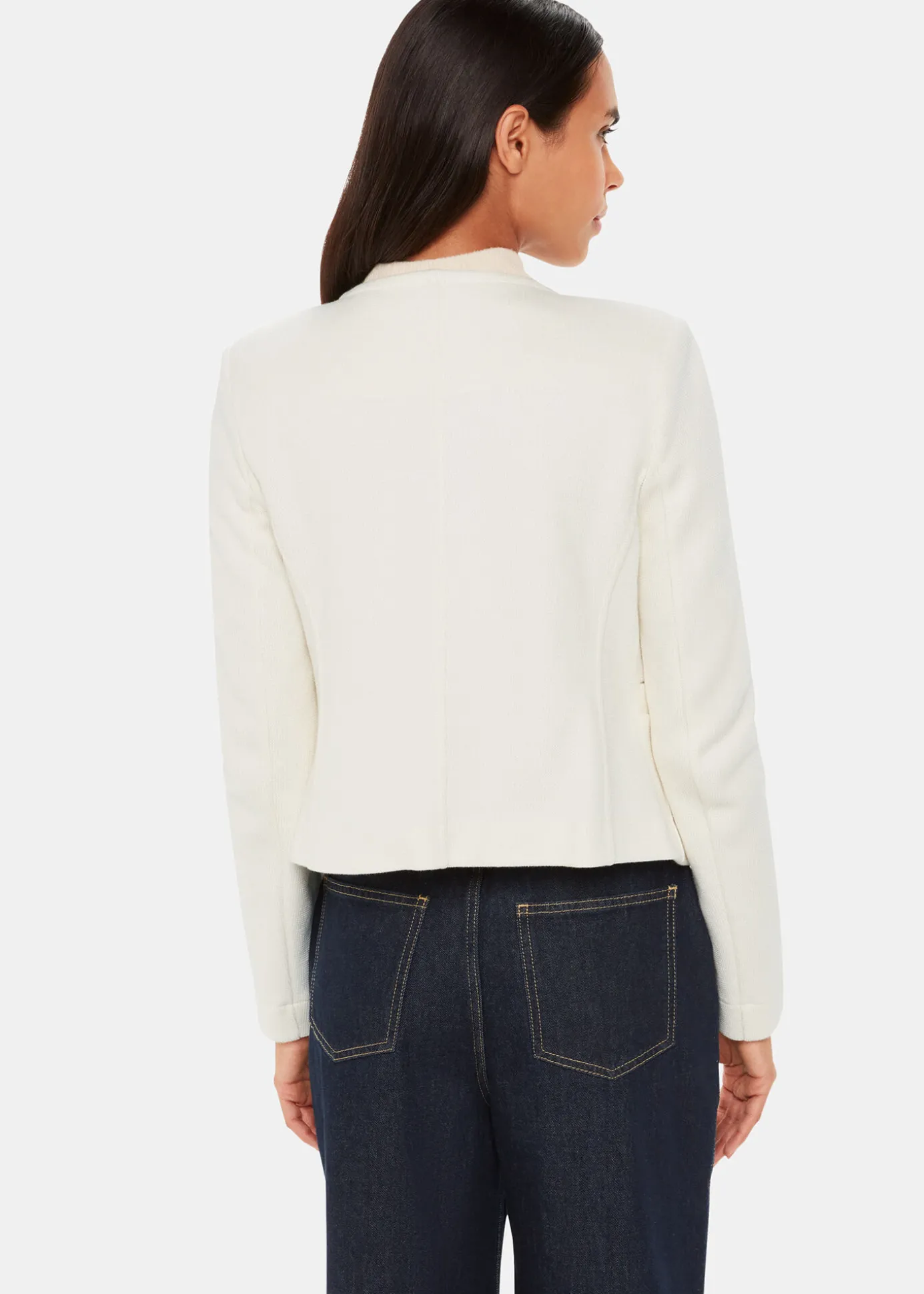 Ivory Collarless Jersey Jacket