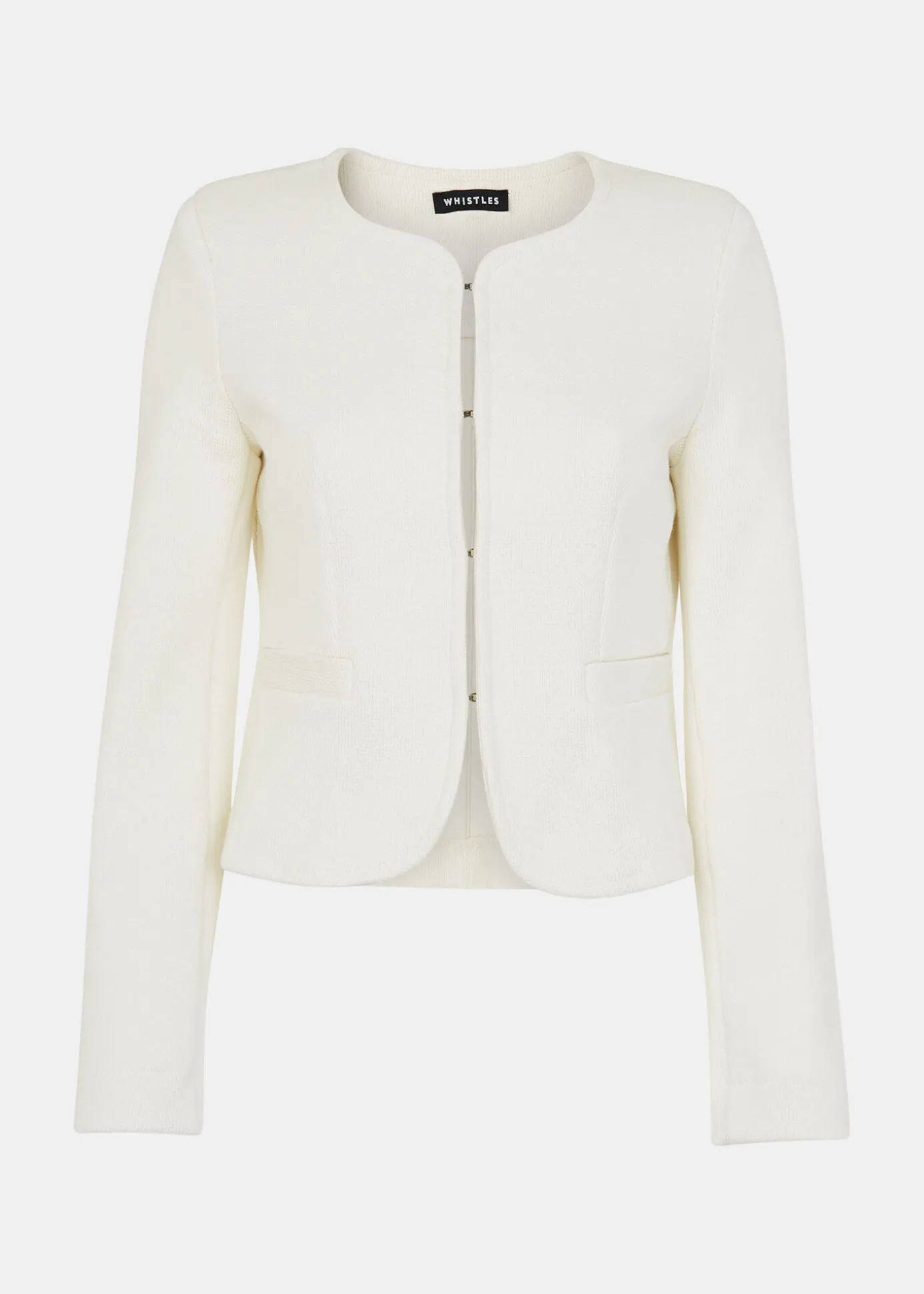 Ivory Collarless Jersey Jacket