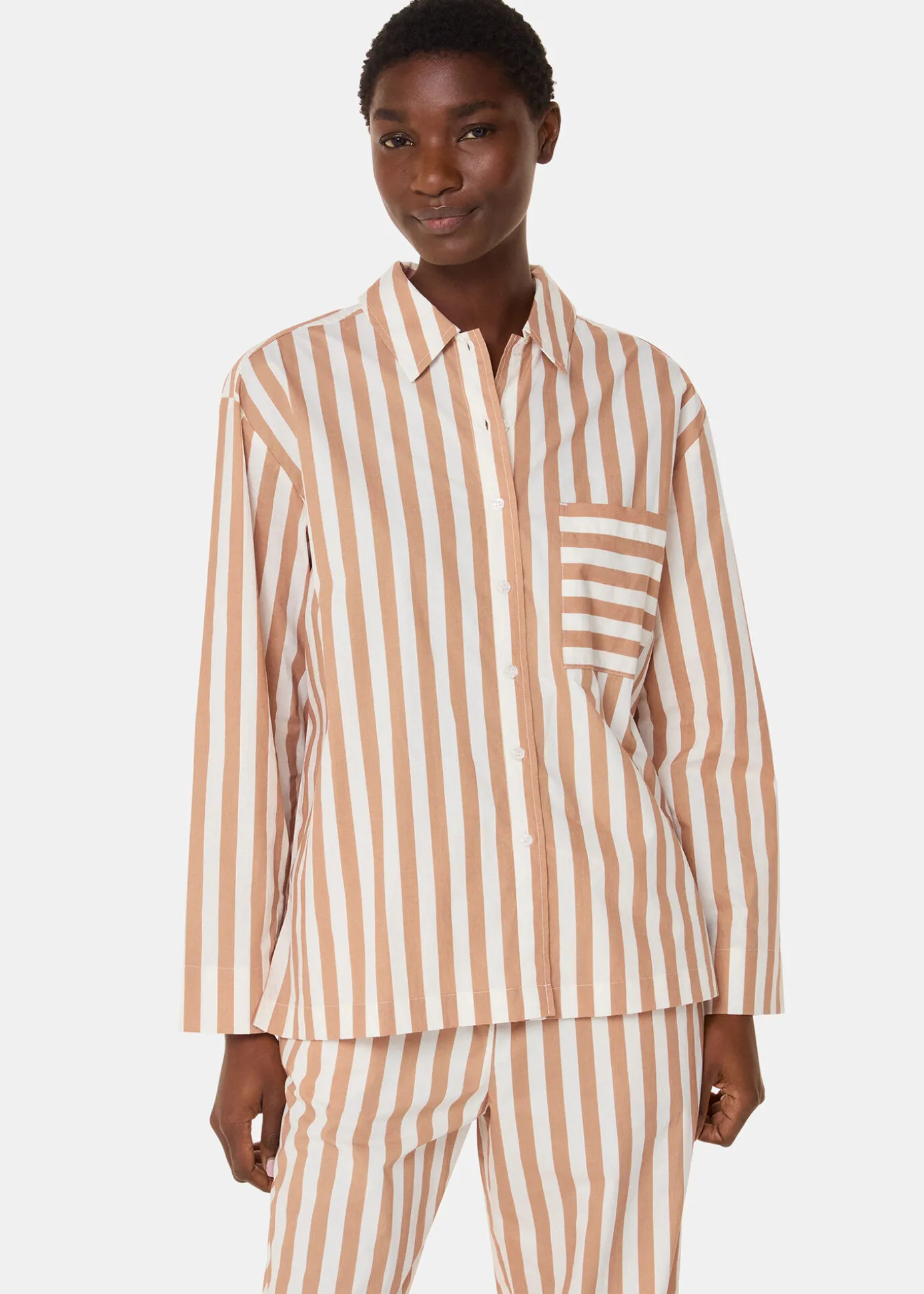 Ivory Cotton Stripe Pyjama Shirt