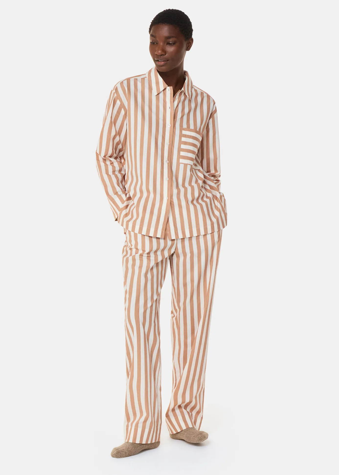 Ivory Cotton Stripe Pyjama Shirt