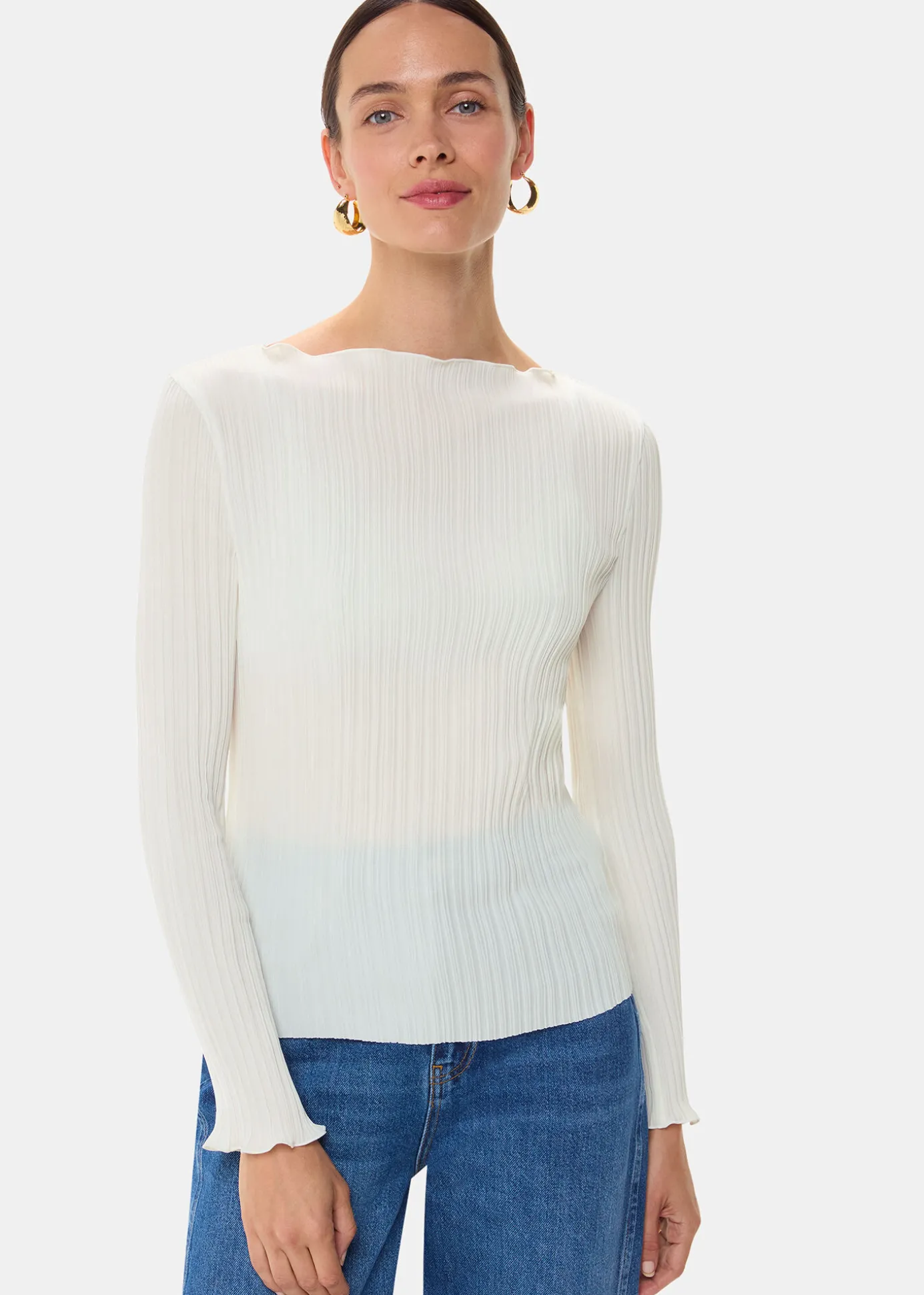 Ivory Elsa Plisse Top