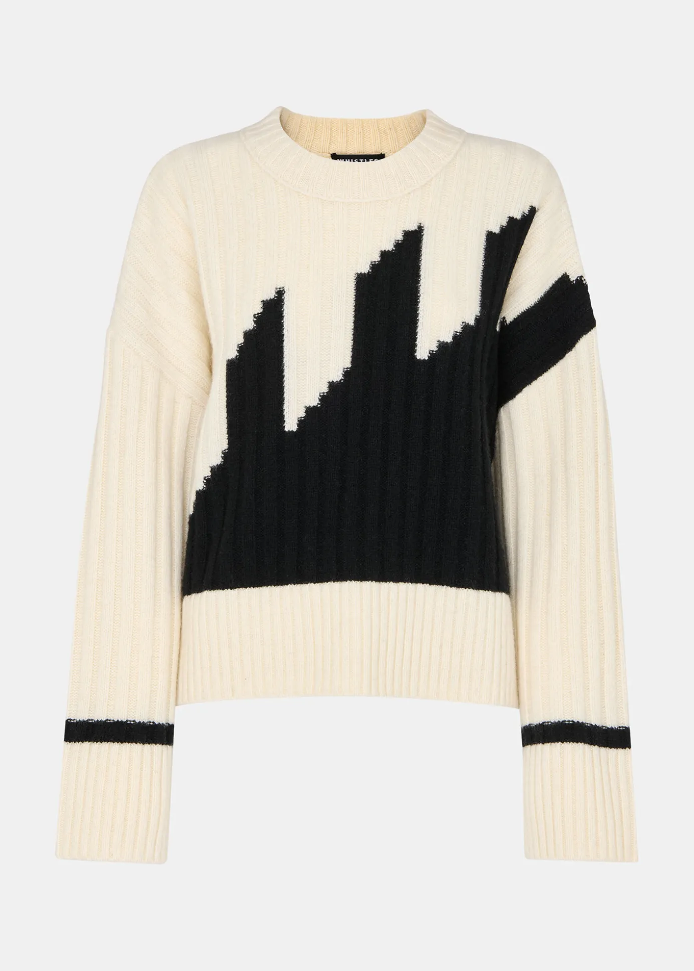 Ivory Graphic Intarsia Wool Knit