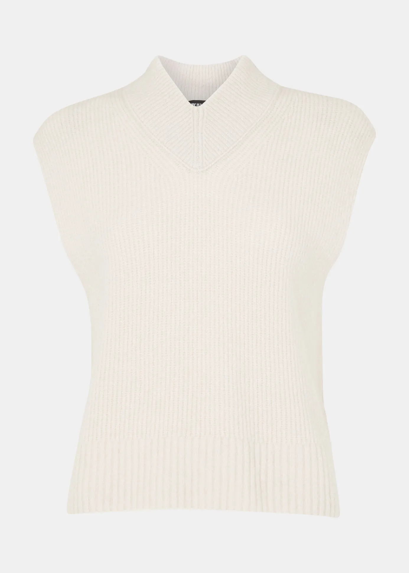 Ivory High V Neck Wool Mix Tank