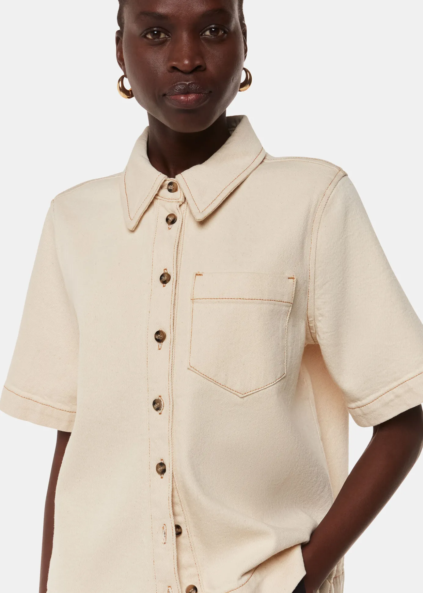 Ivory Jade Short Sleeve Denim Shirt