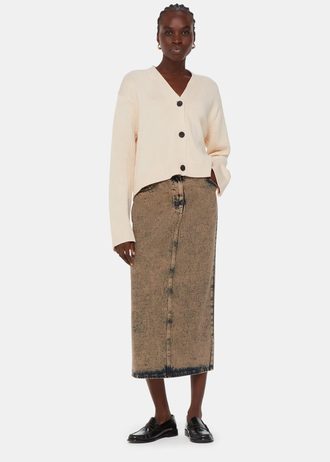 Ivory Nina Button Front Cardigan