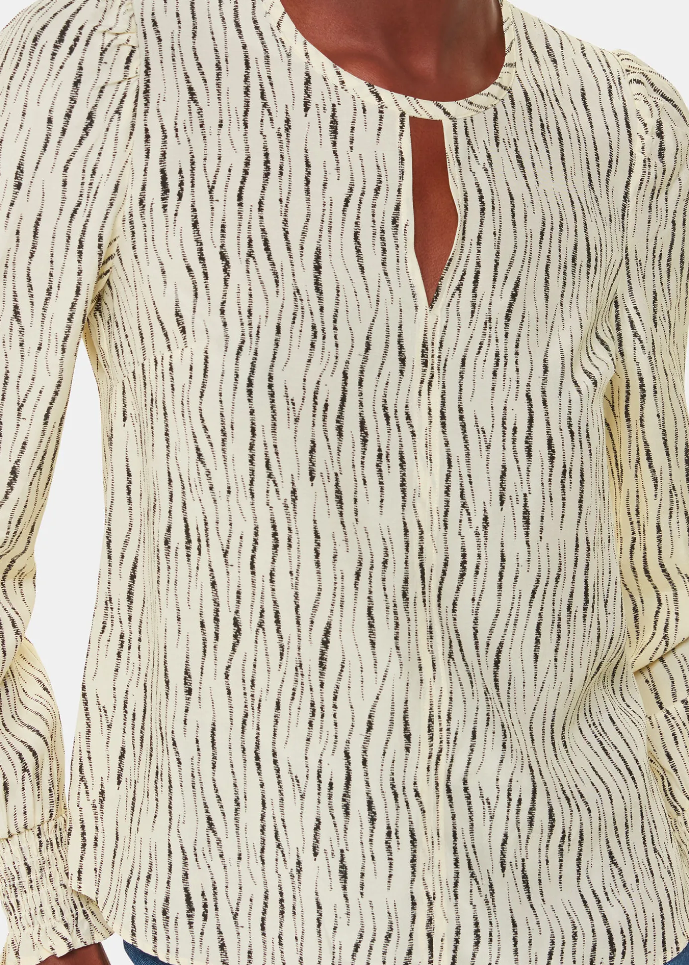 Ivory Shibori Stripe Detail Blouse