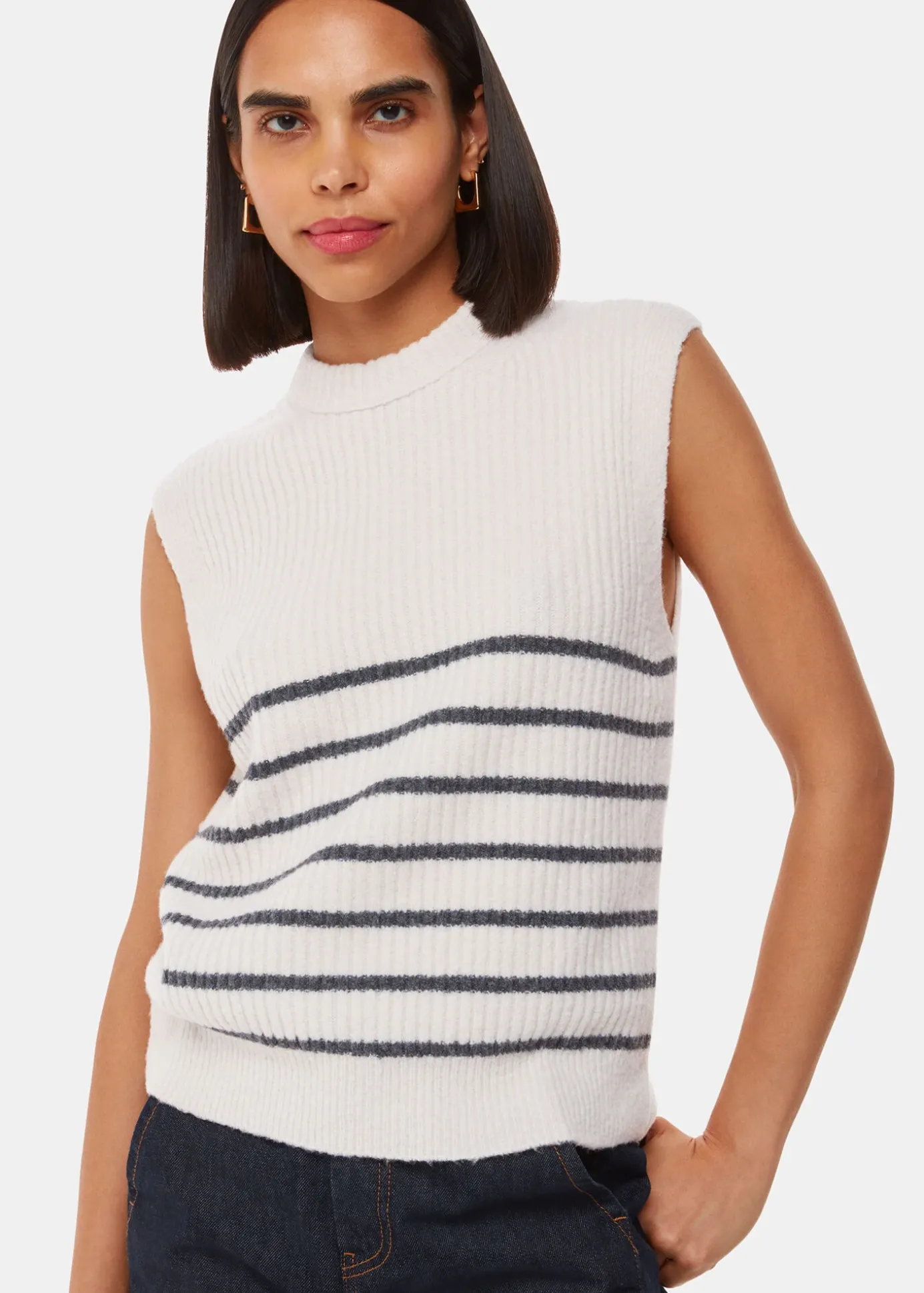 Ivory Stripe Textured Tank