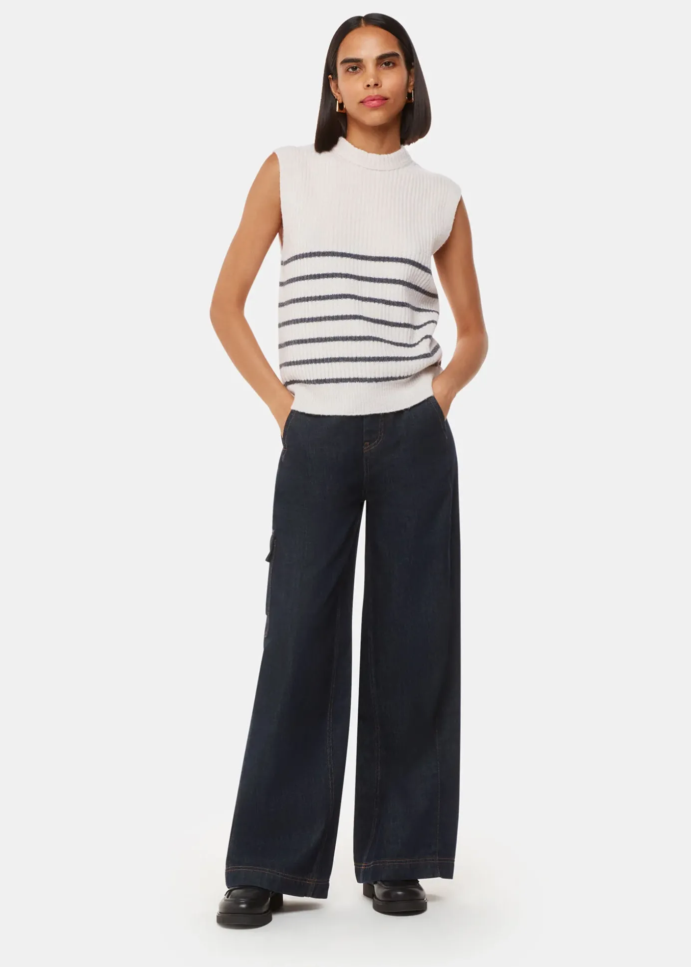 Ivory Stripe Textured Tank
