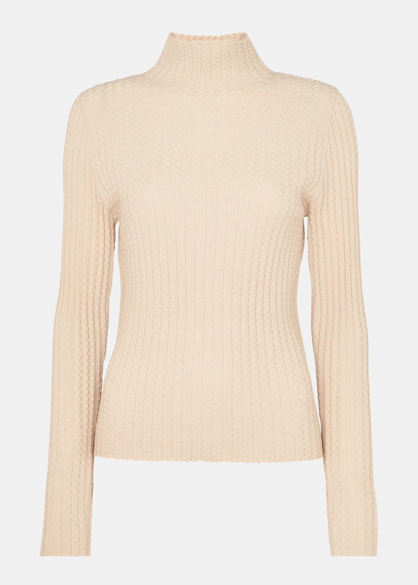 Ivory Textured Detail High Neck Knit