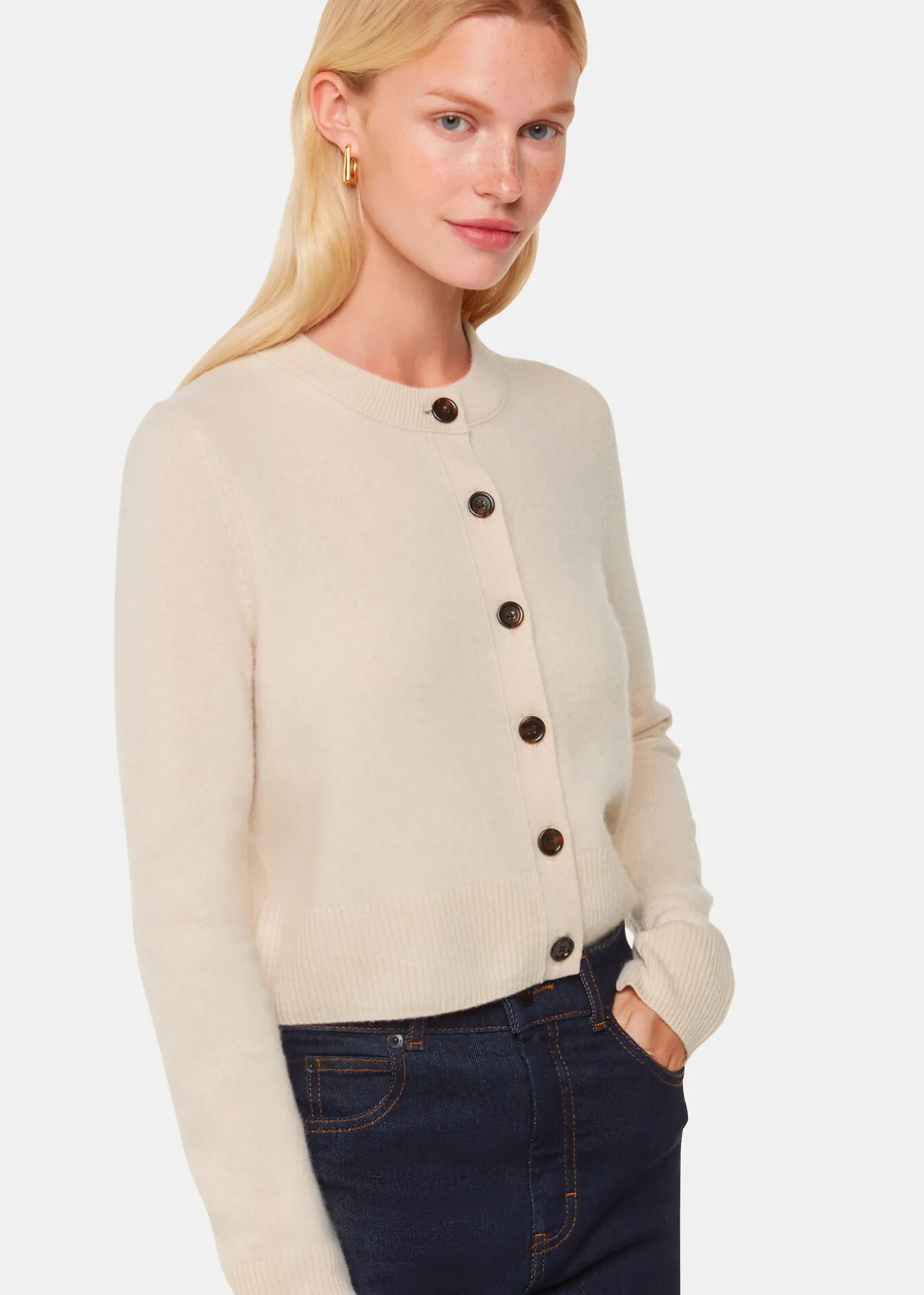 Ivory Wool Cropped Cardigan