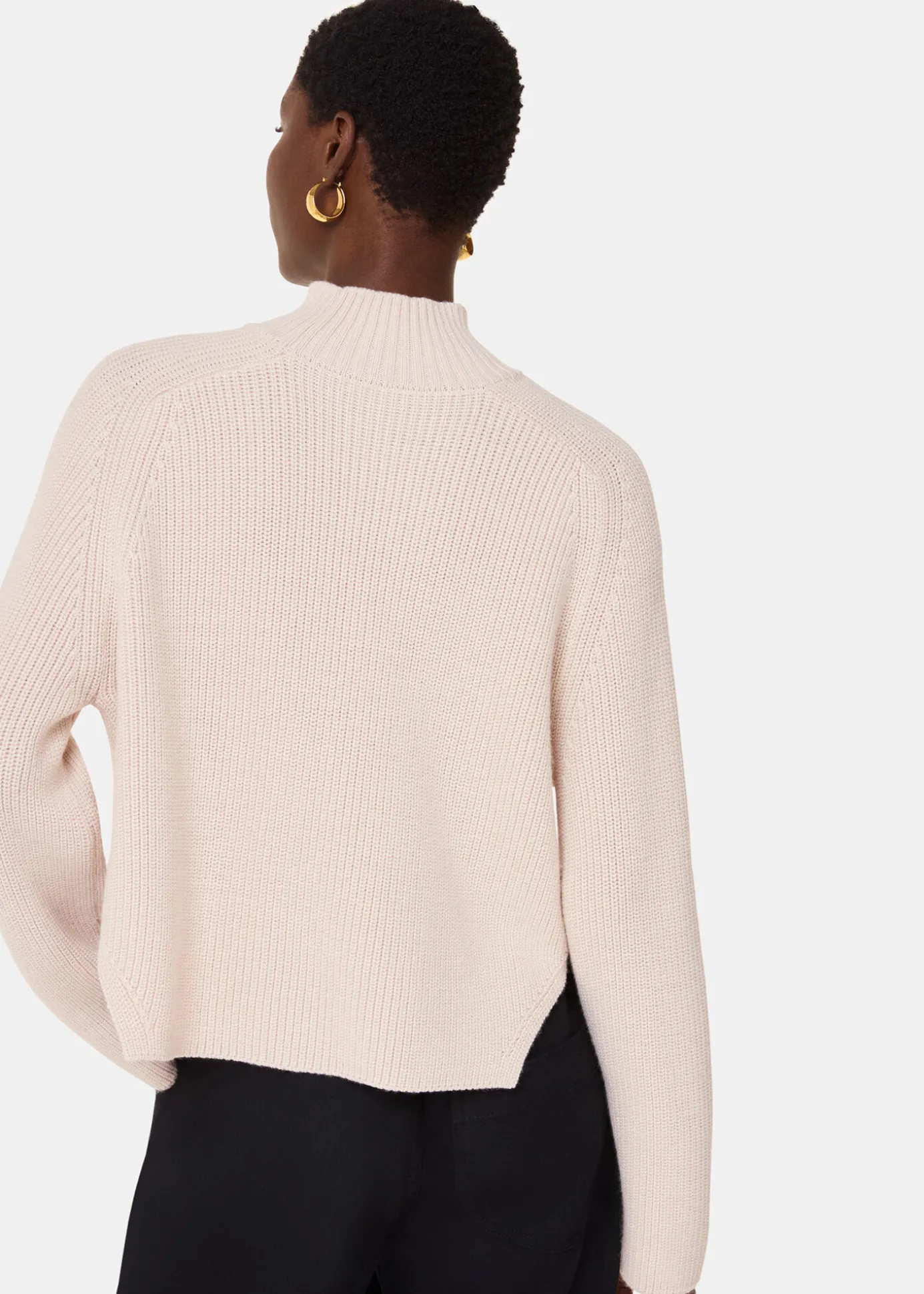Ivory Wool Mix Side Detail Knit