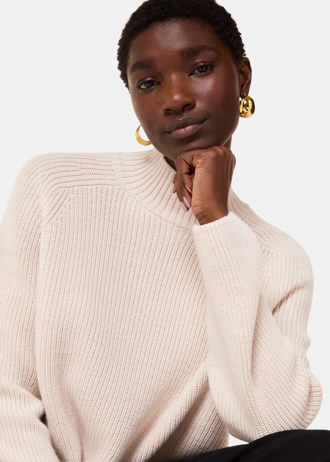 Ivory Wool Mix Side Detail Knit
