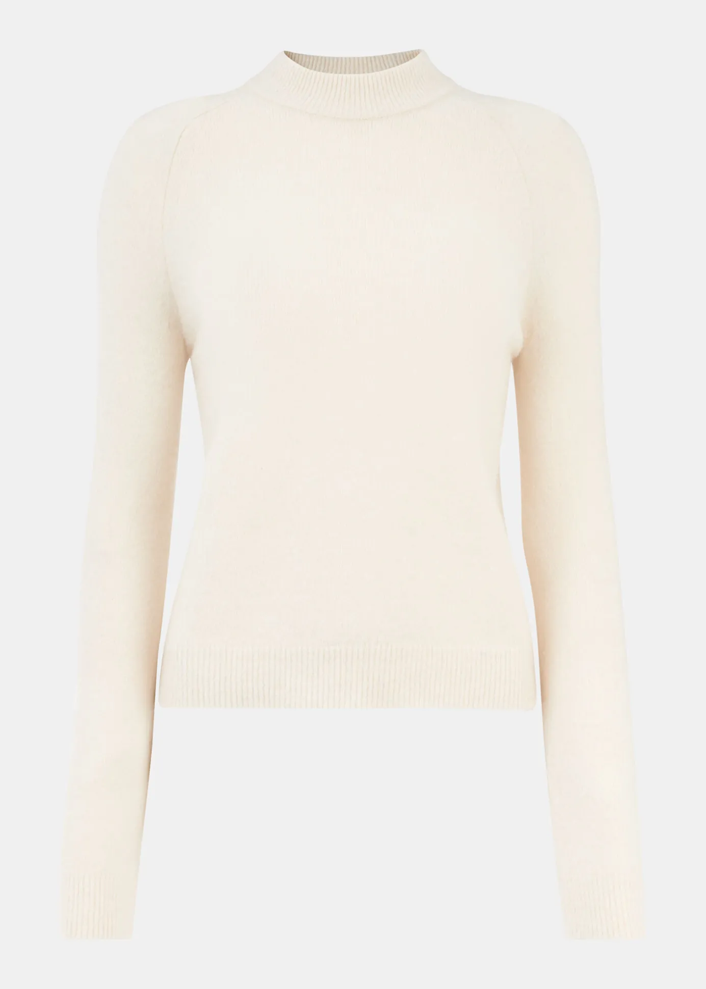 Ivory Wool Textured Crew Neck Knit