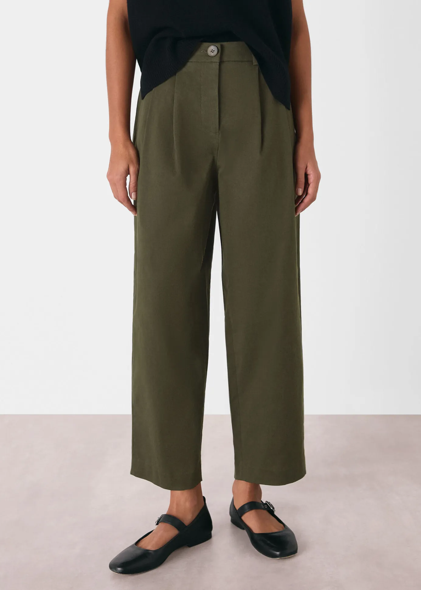 Khaki Bethany Barrel Leg Trouser