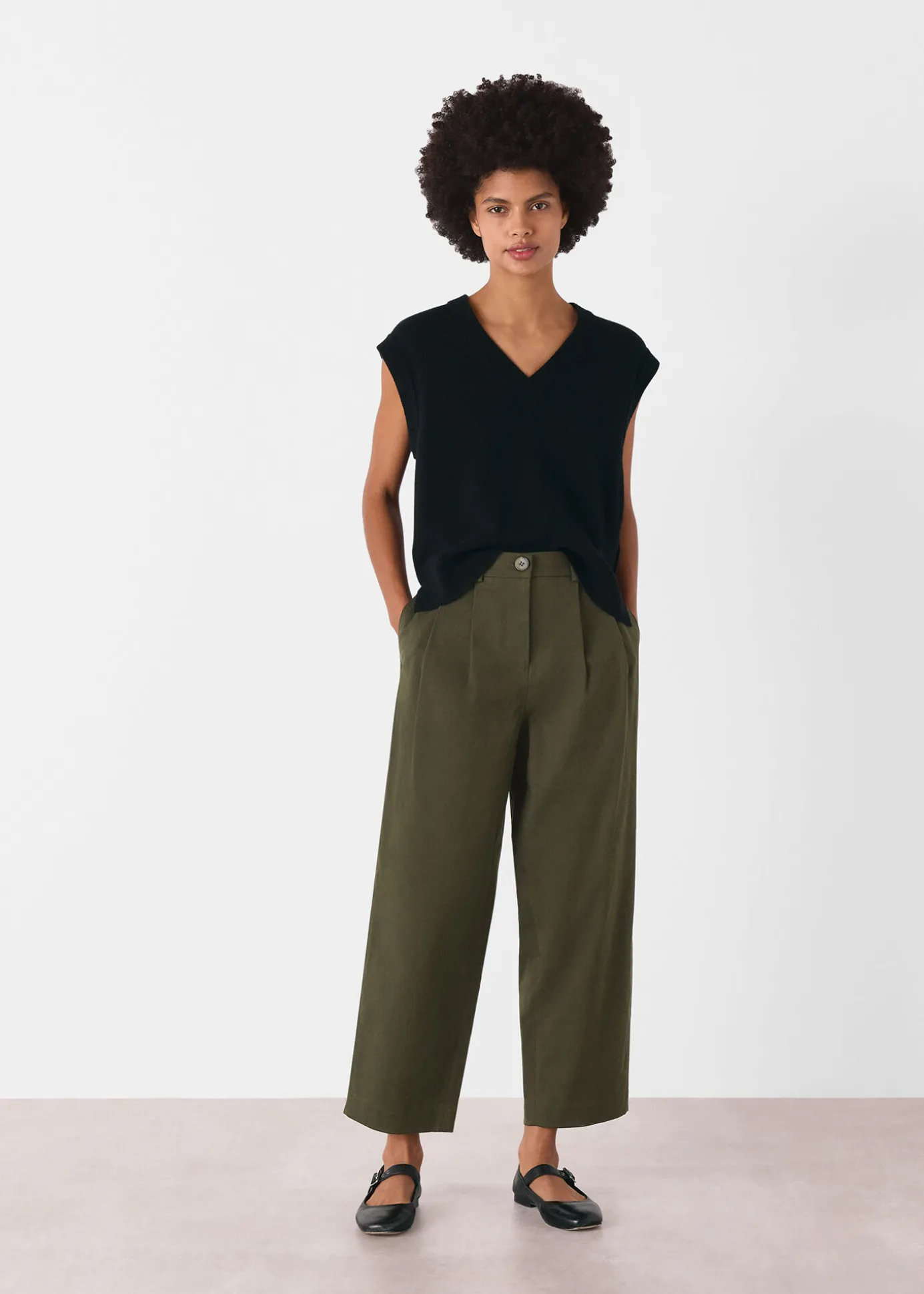 Khaki Bethany Barrel Leg Trouser