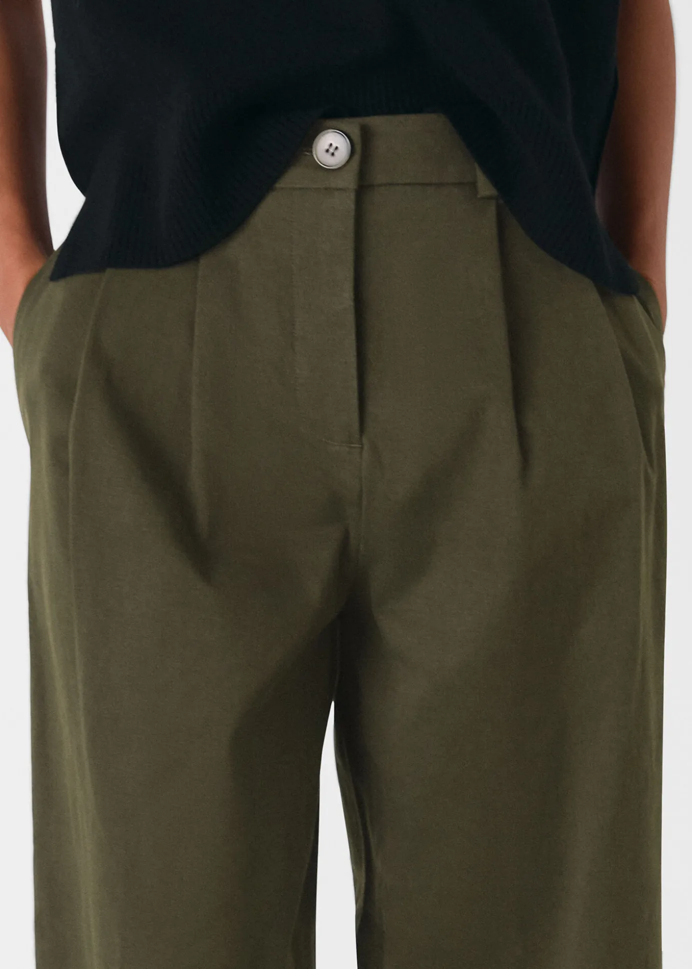 Khaki Bethany Barrel Leg Trouser