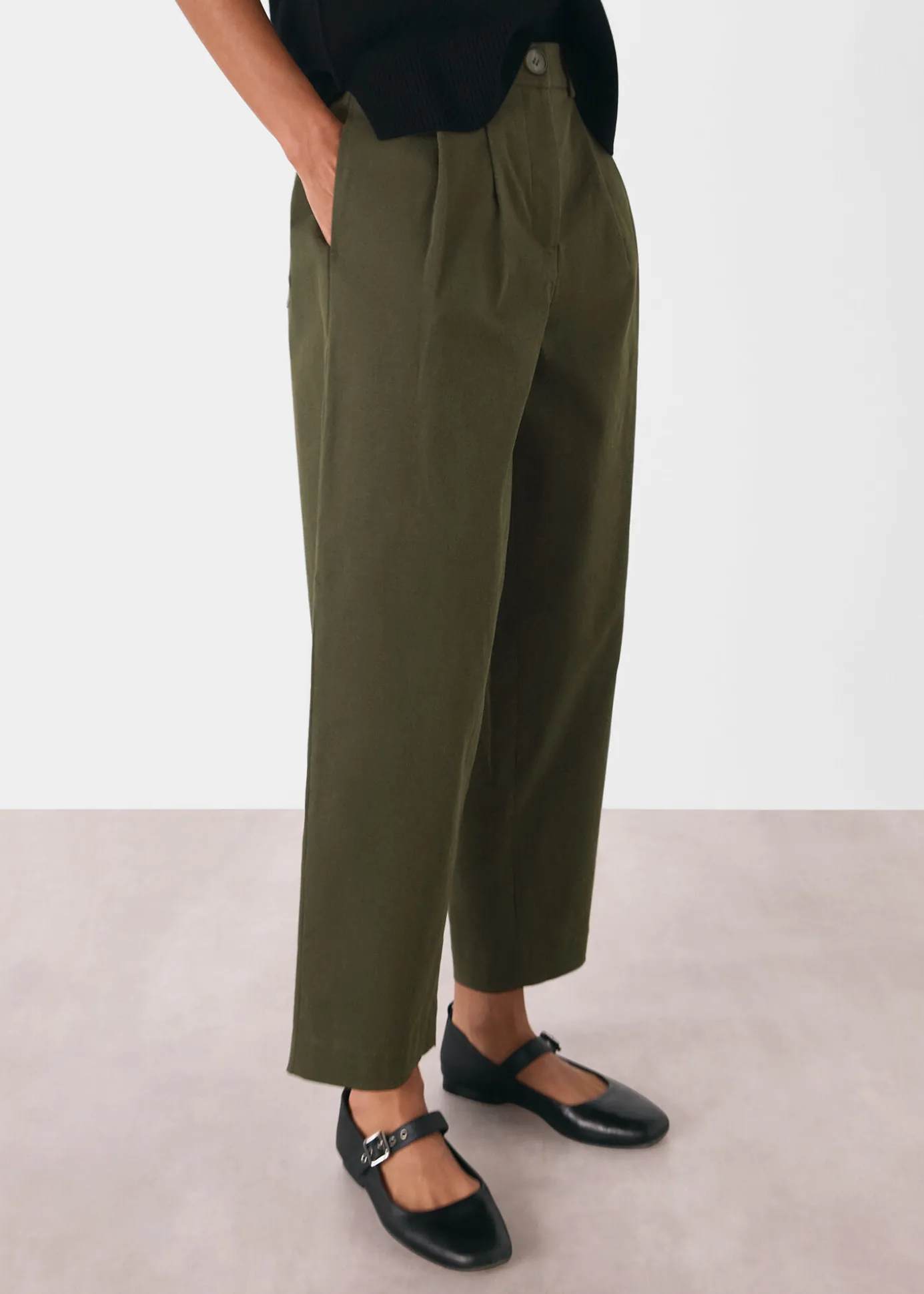 Khaki Bethany Barrel Leg Trouser