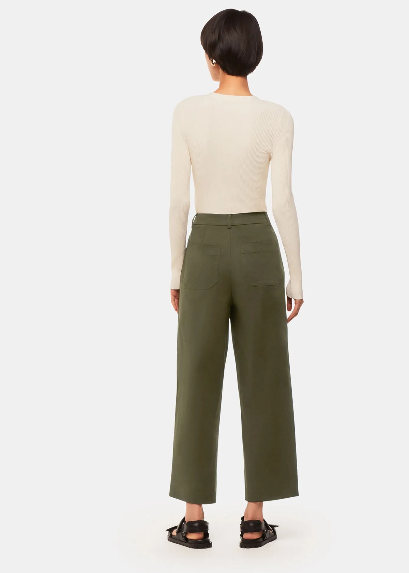 Khaki Bethany Barrel Leg Trouser