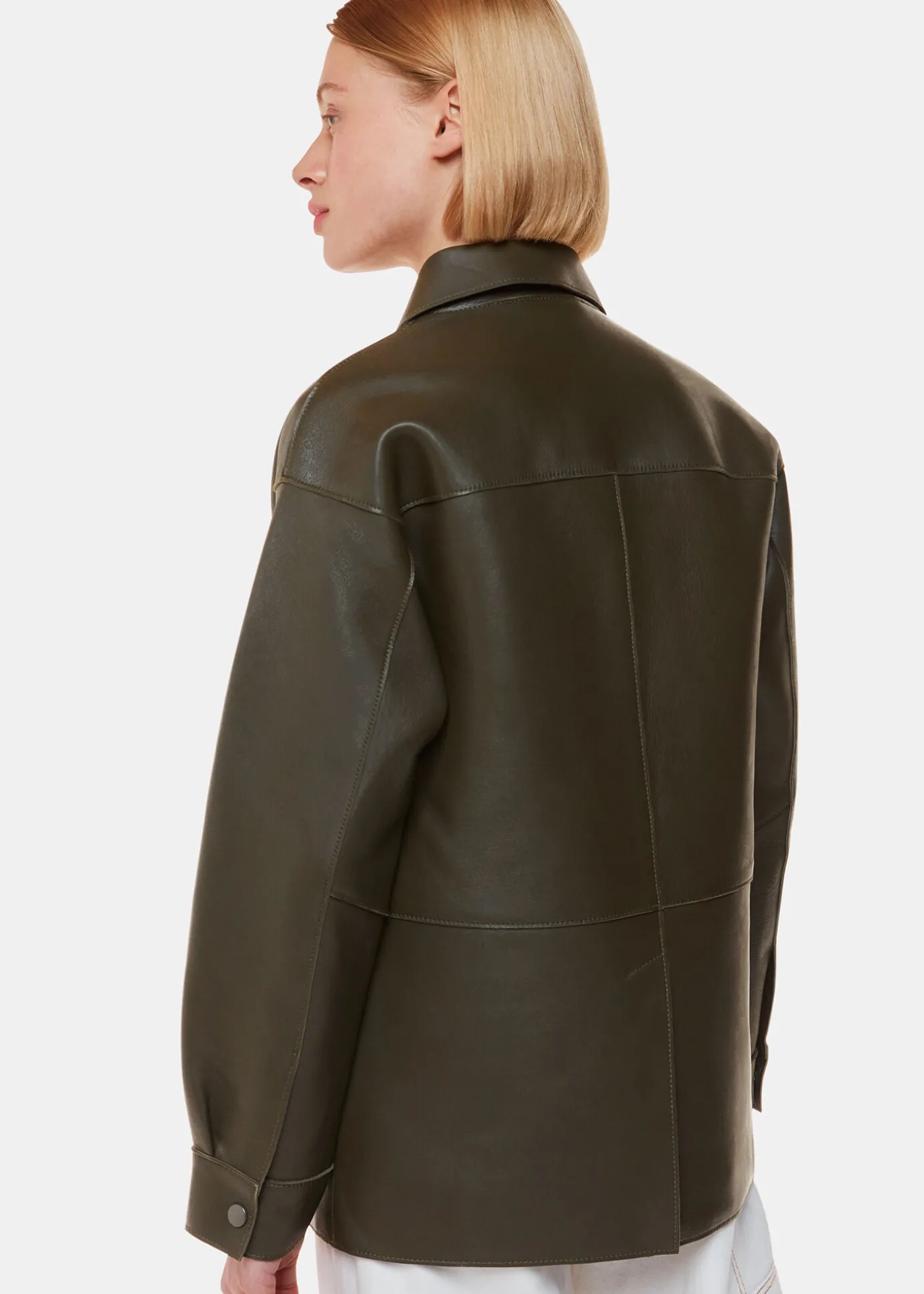 Khaki Clean Bonded Leather Jacket