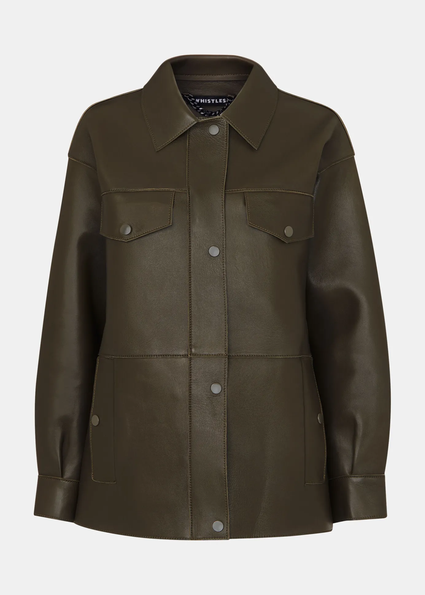 Khaki Clean Bonded Leather Jacket