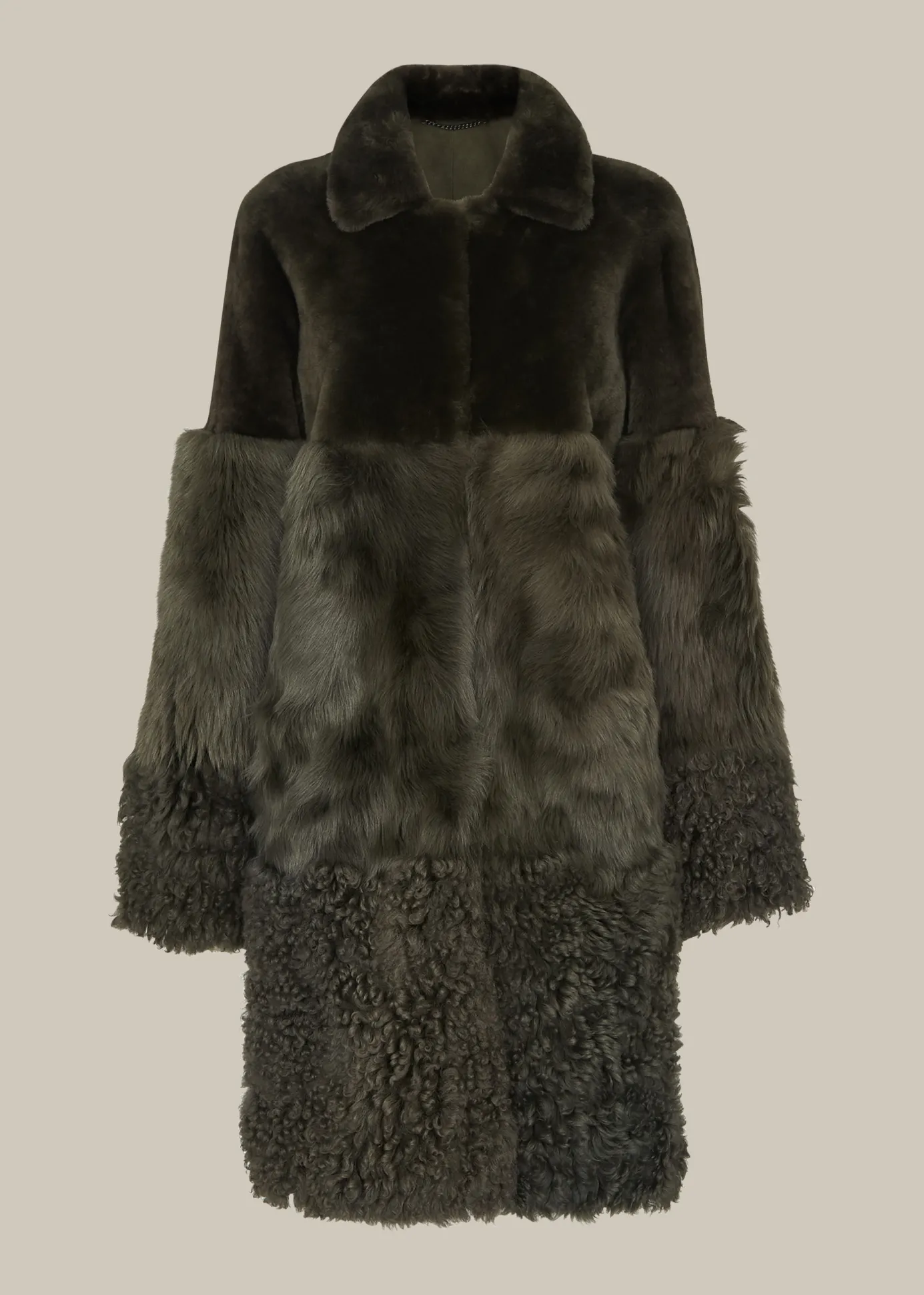 Khaki Cosma Shearling Coat
