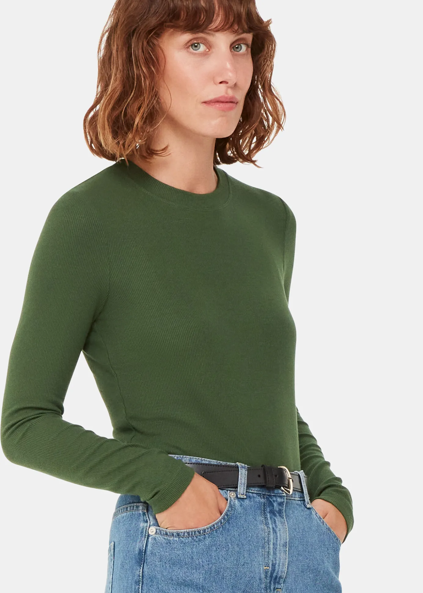 Khaki Essential Ribbed Crew