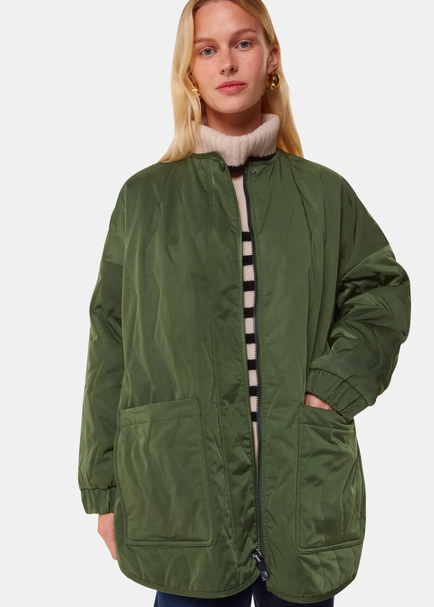 Khaki Esther Quilted Coat