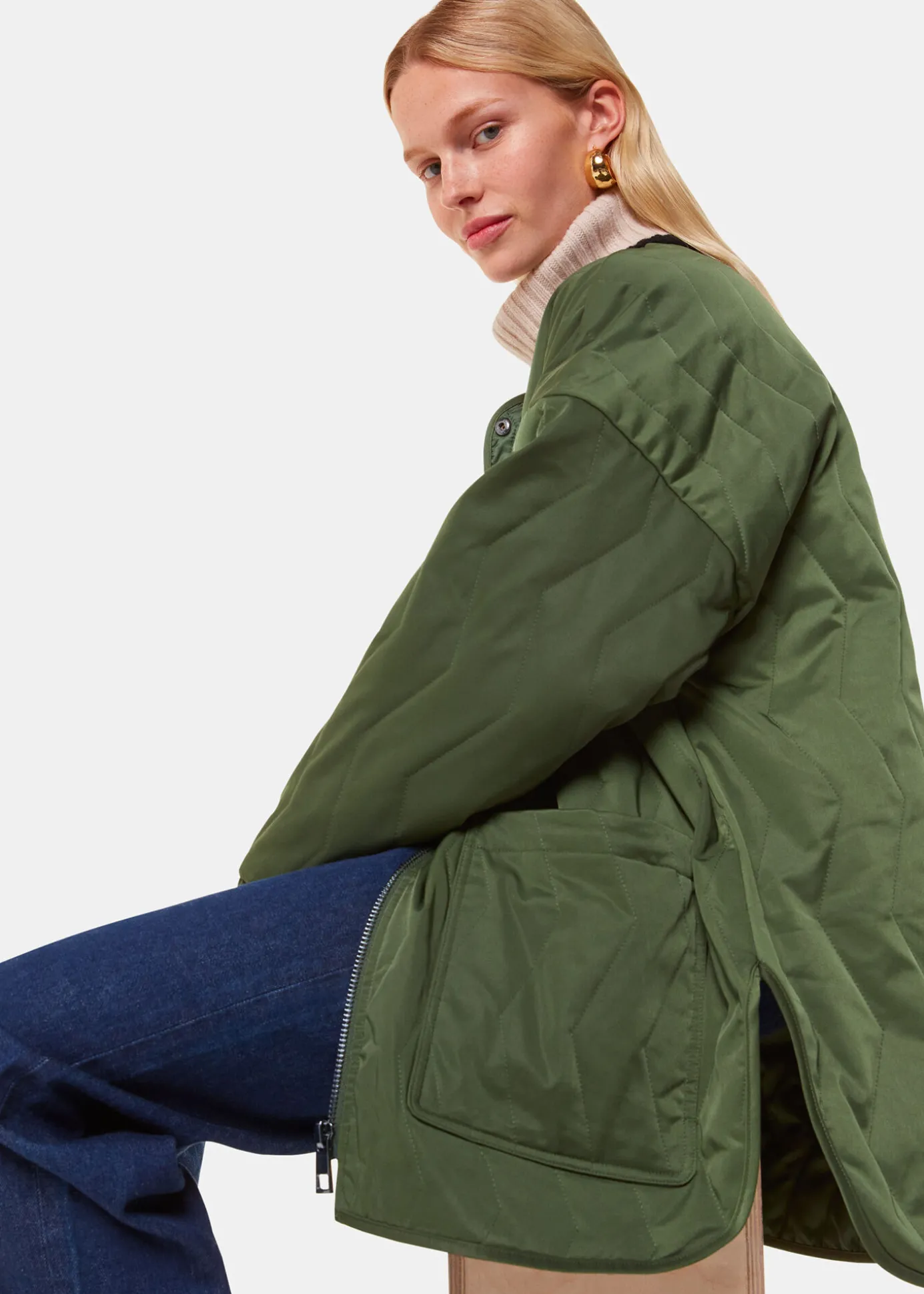 Khaki Esther Quilted Coat